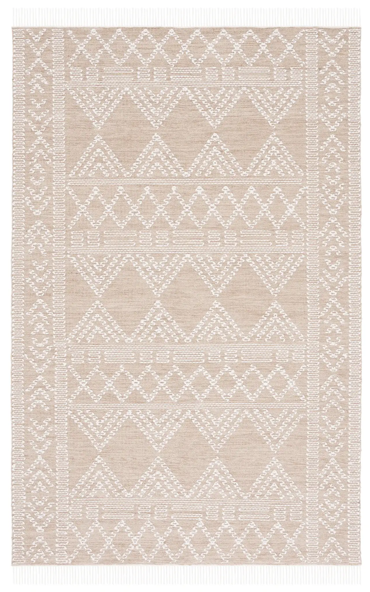 Kilim Chevron Diamond Flatweave Rug in Beige / Ivory