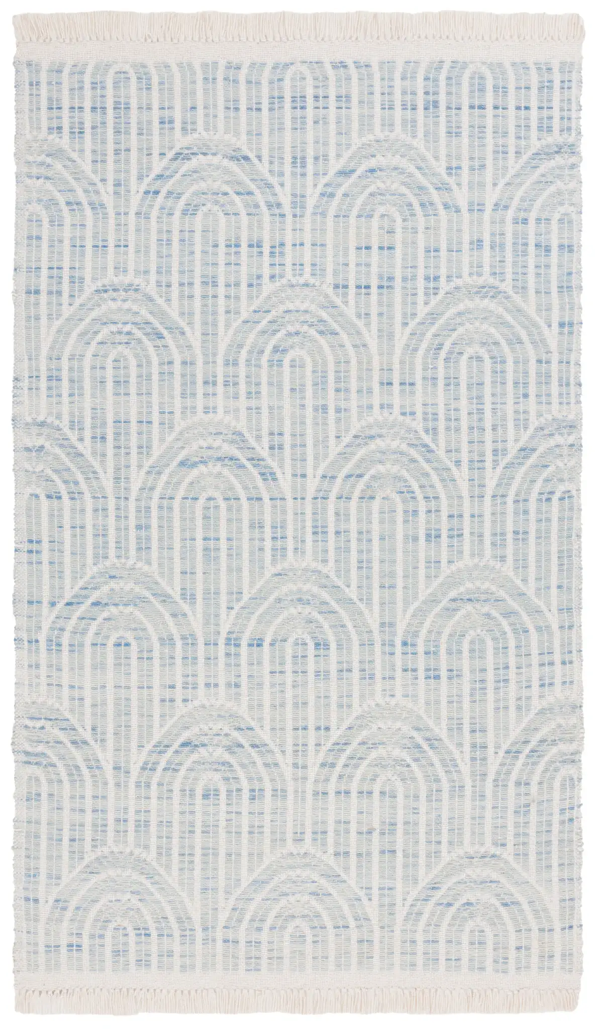 Kilim Arch Hand-Woven Wool Rug in Blue / Ivory