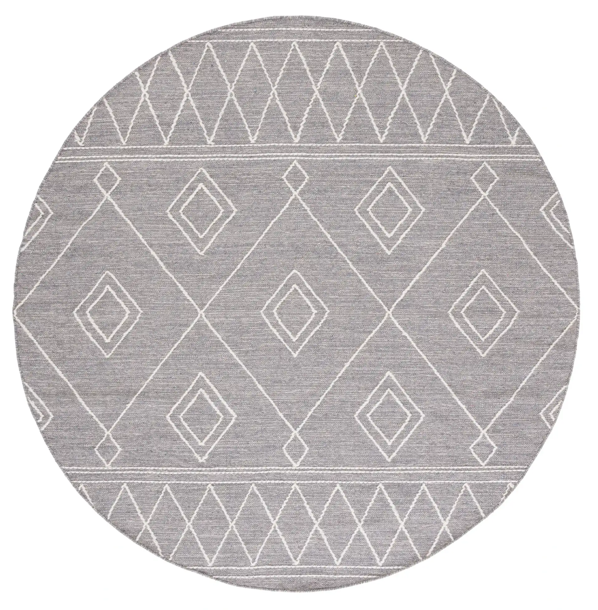 Kilim Nested Diamond Hand-Woven Rug in Gray / Ivory
