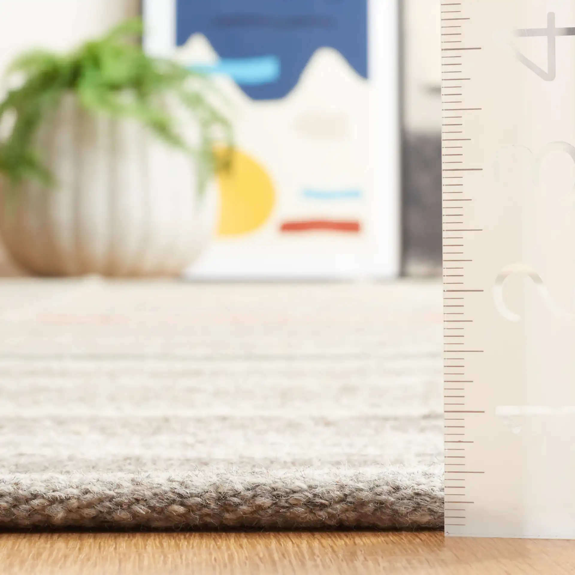 Kilim Striped Panel Flatweave Wool Rug in Ivory / Gray in a styled room