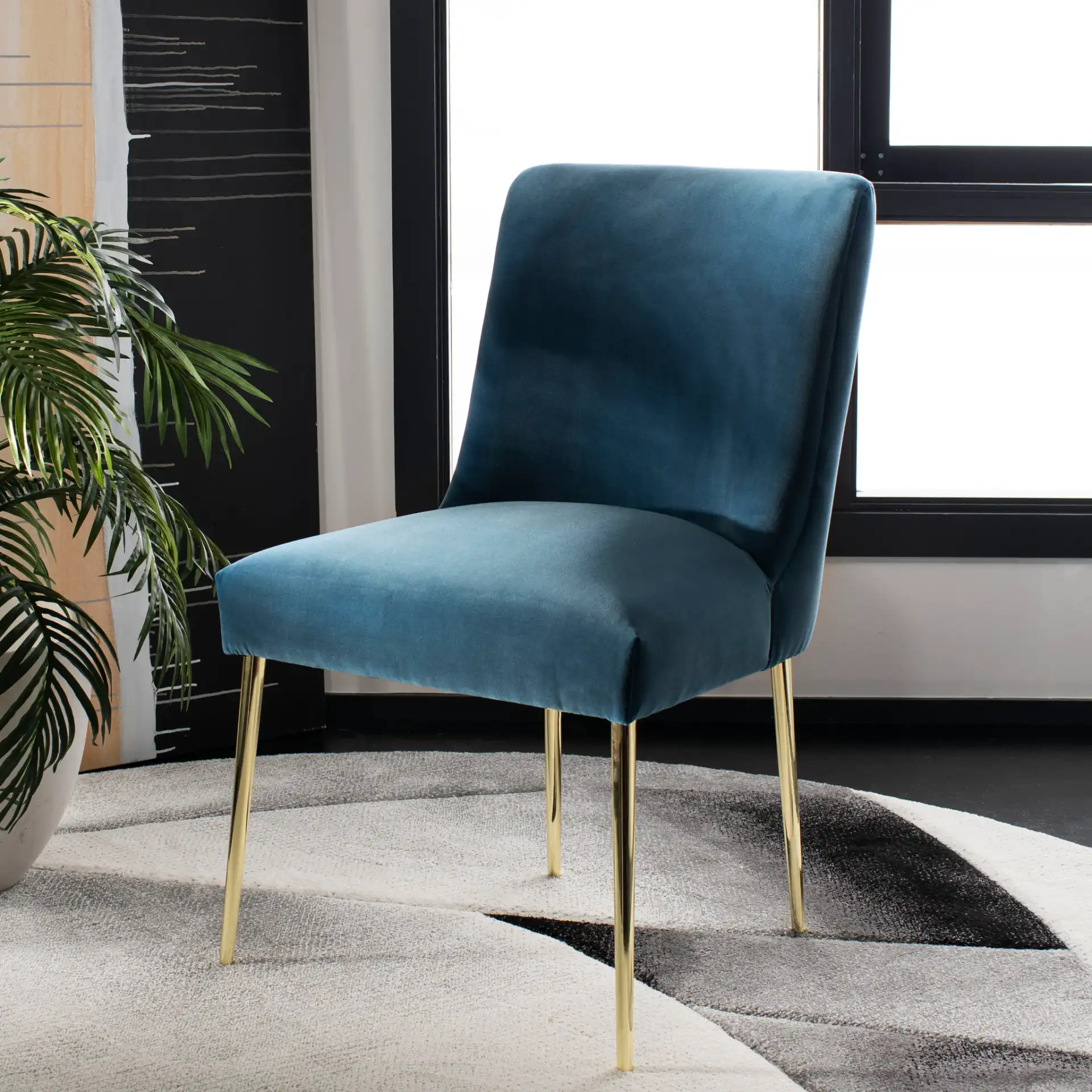 Nolita Dining Chair in Mustard / Brass in a styled room