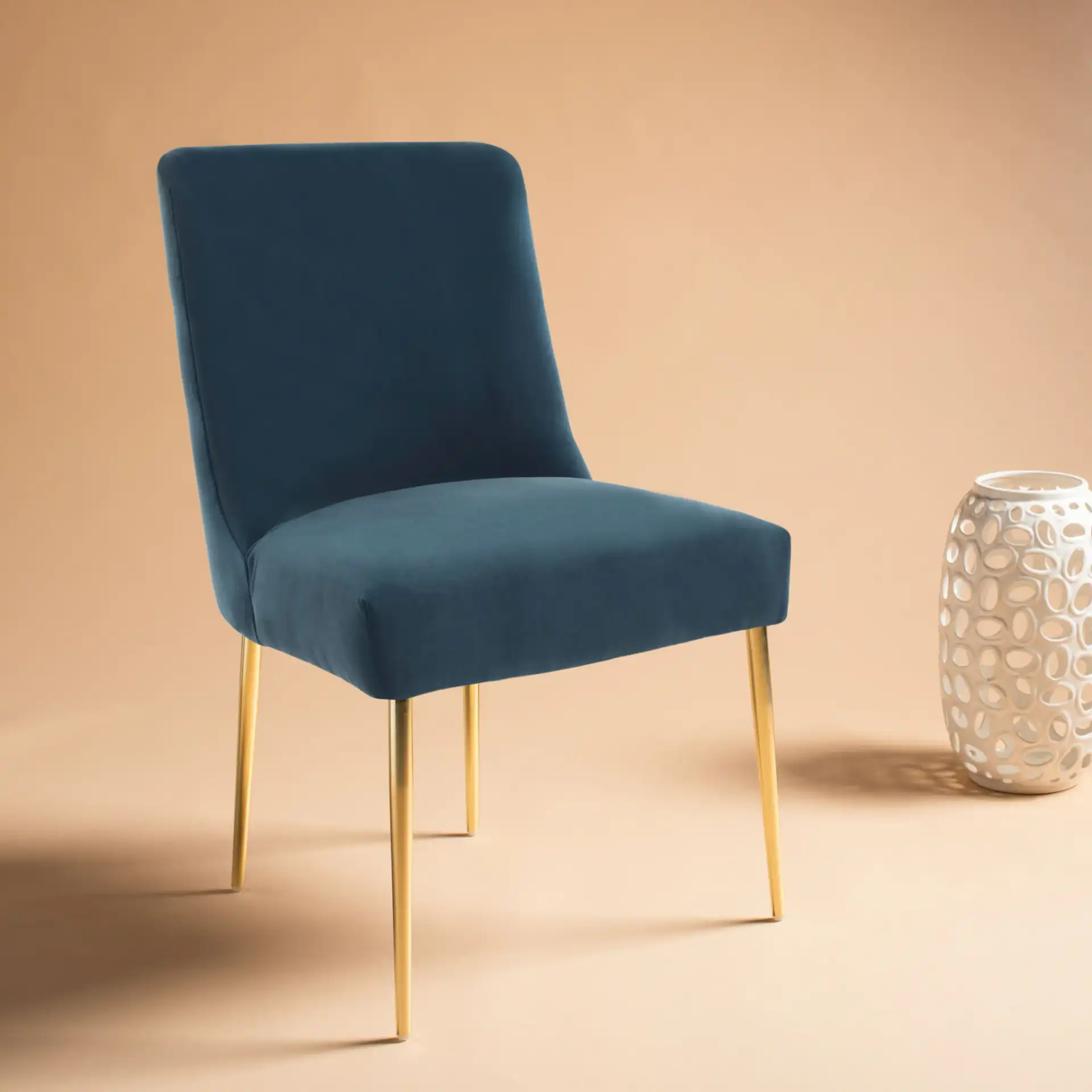 Nolita Dining Chair in Mustard / Brass in a styled room