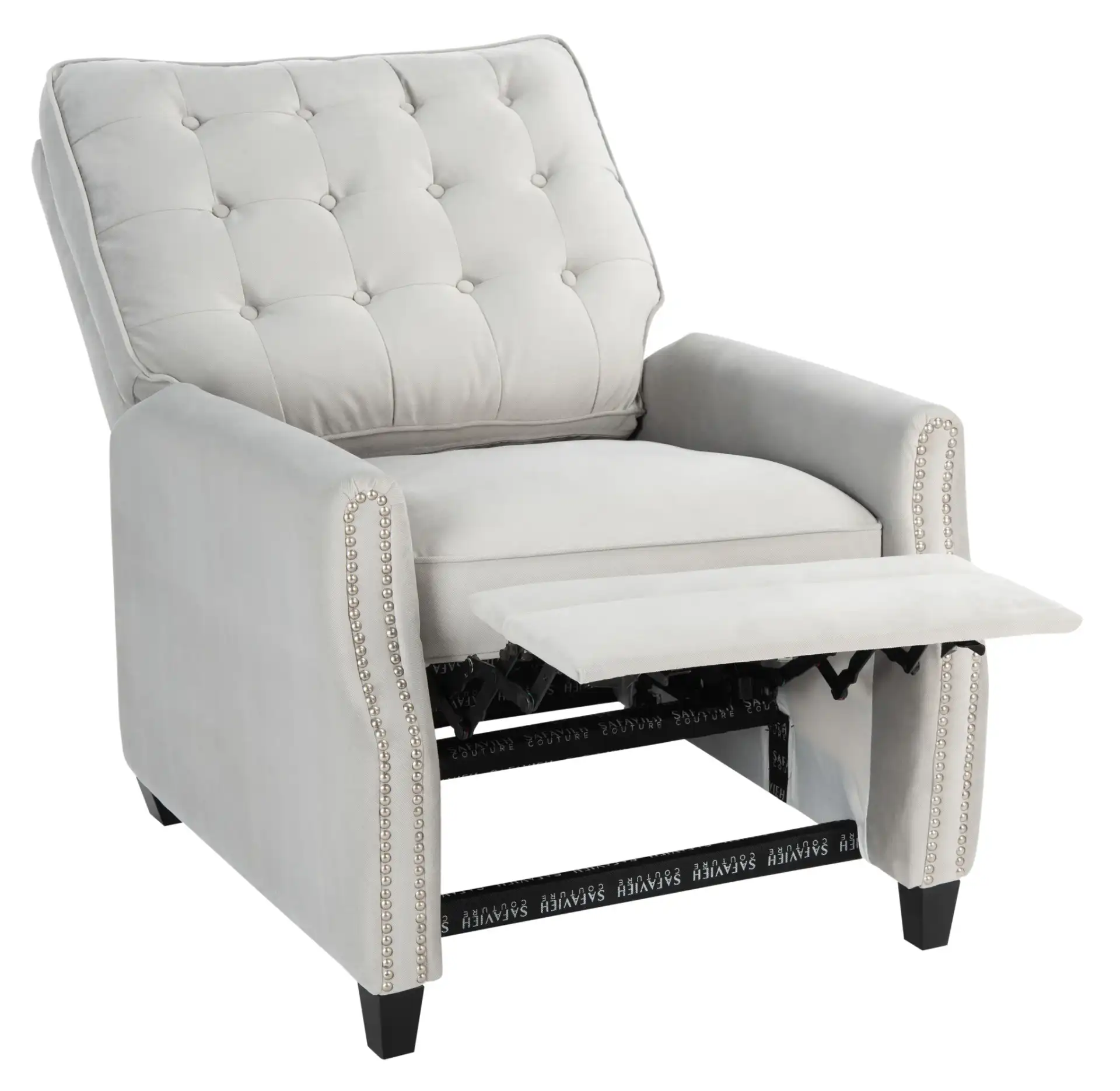 Leona Tufted Recliner in Light Brown, detail view