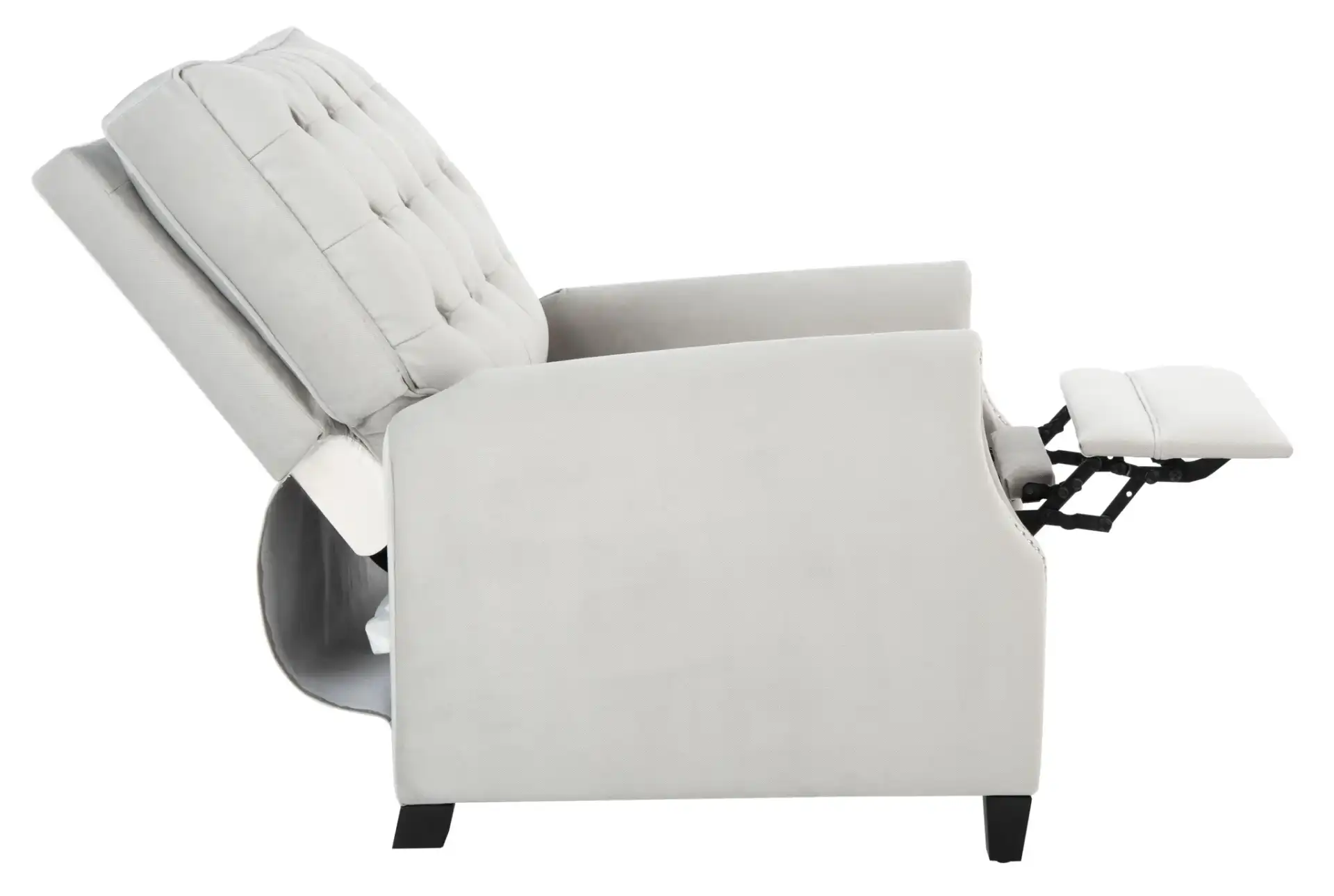 Leona Tufted Recliner in Light Brown, detail view