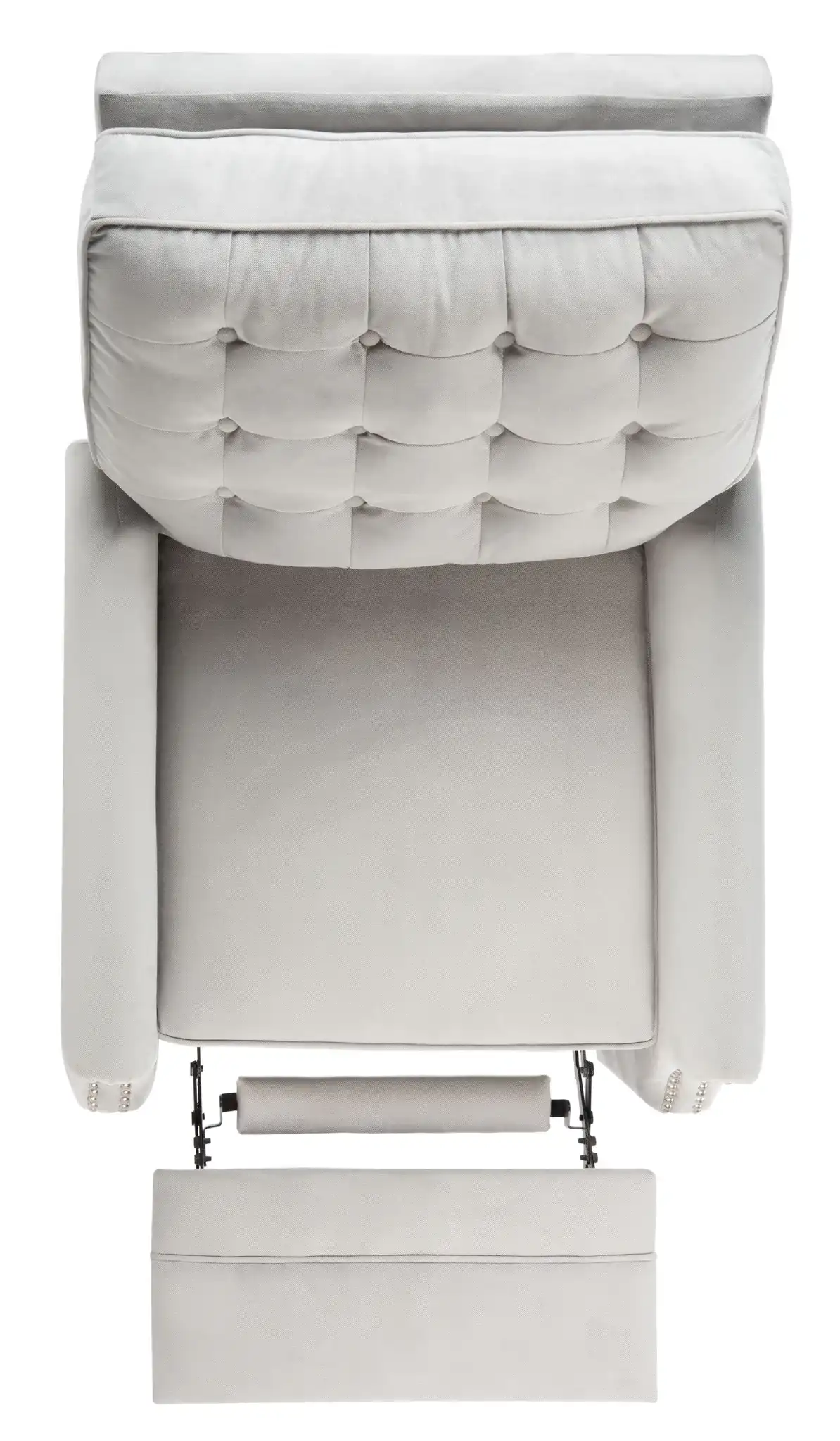 Leona Tufted Recliner in Light Brown, detail view