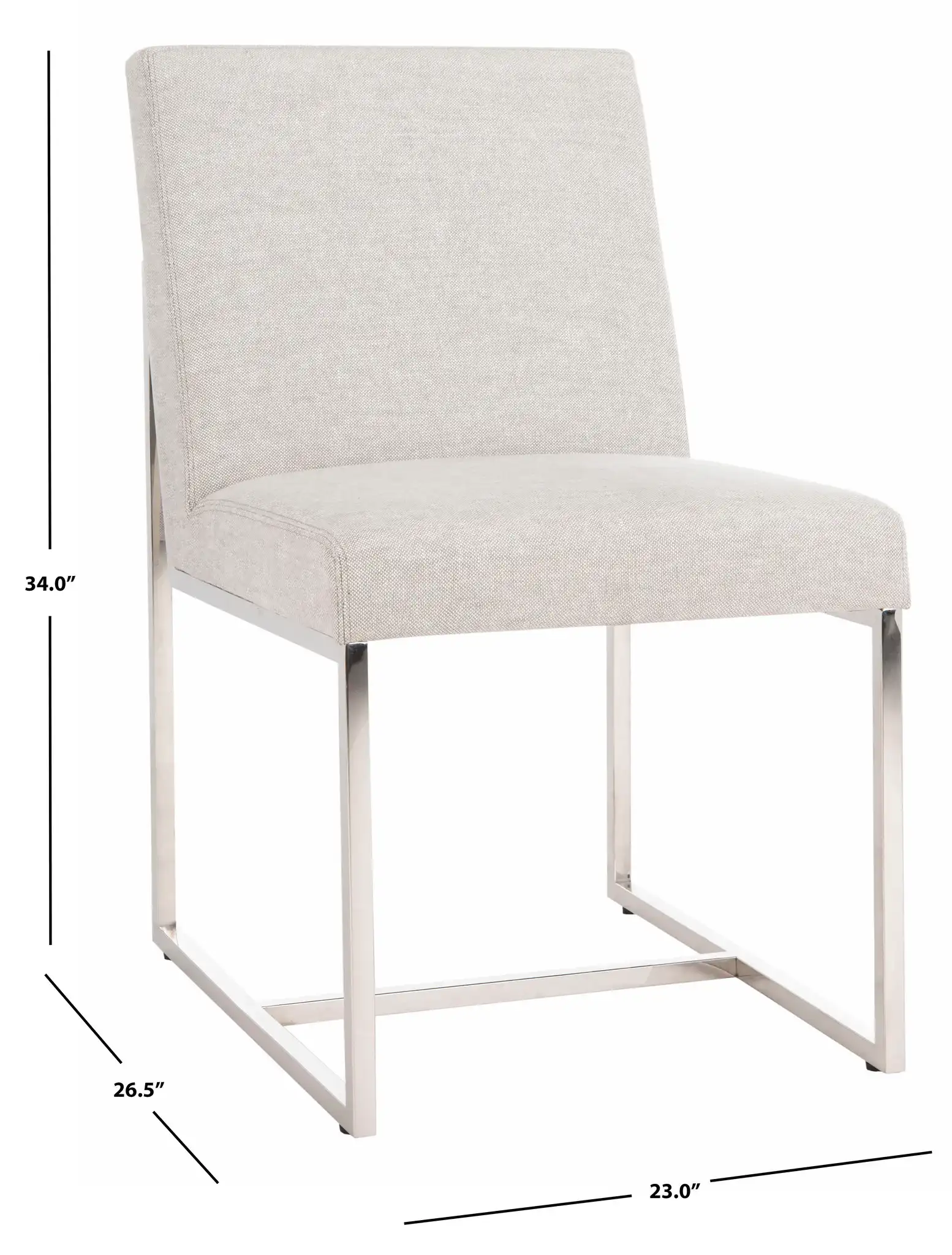 Lombardi Chrome Dining Chair in Gray / White, detail view