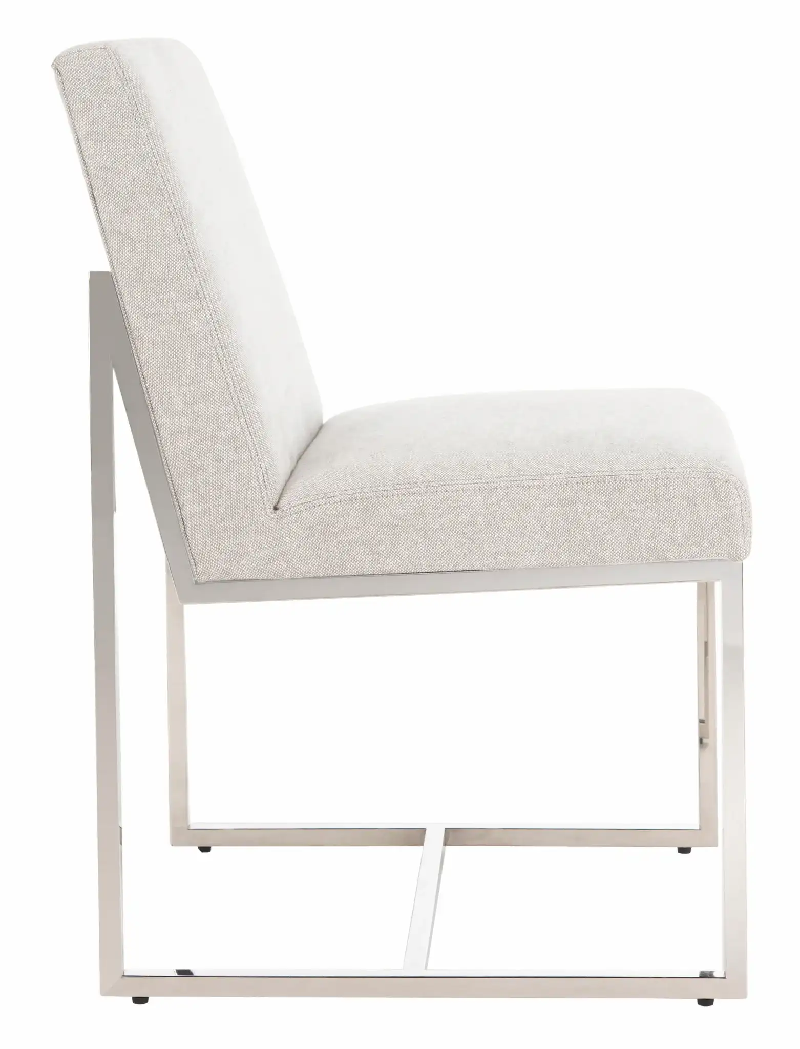 Lombardi Chrome Dining Chair in Gray / White, detail view