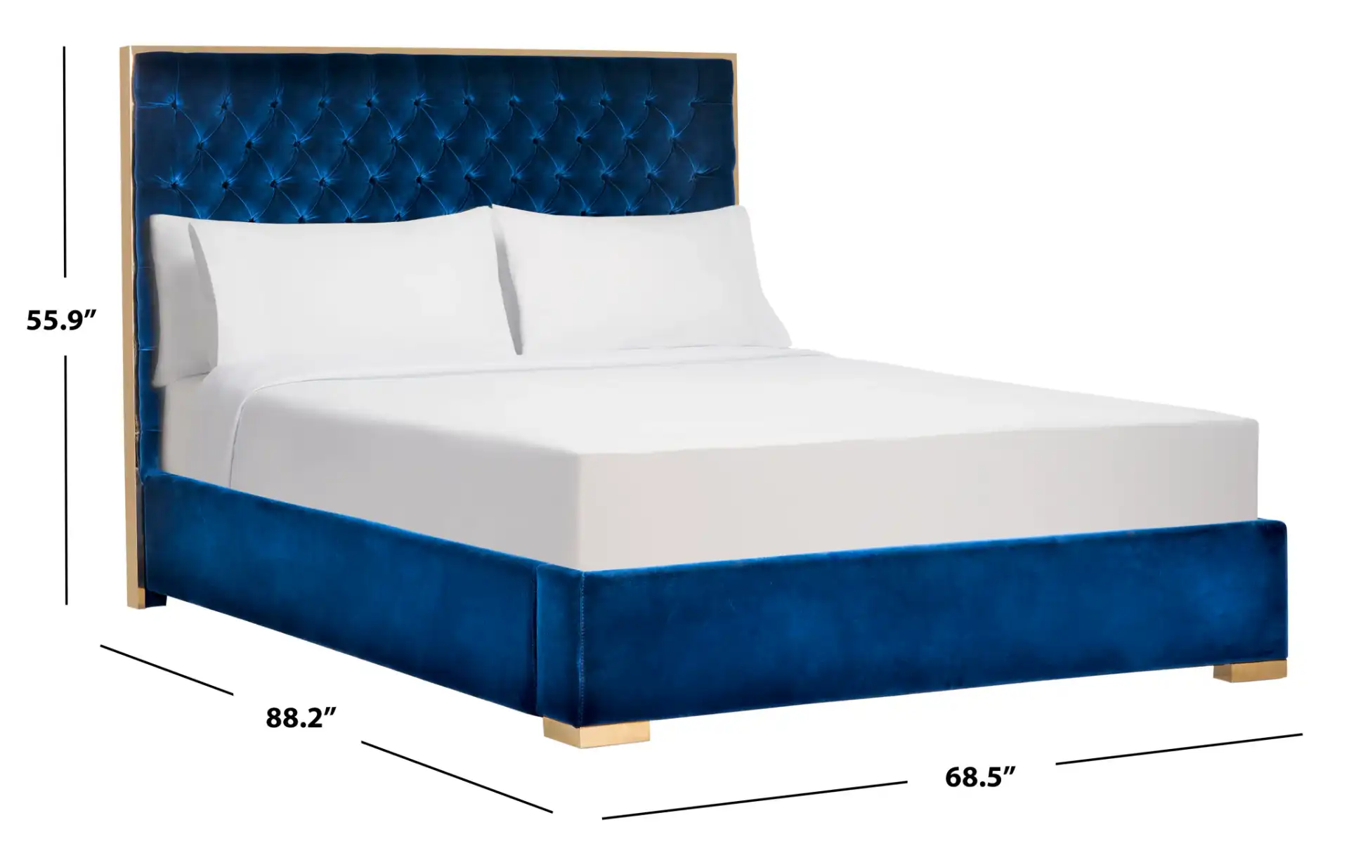 Chester Queen Bed in Navy, detail view