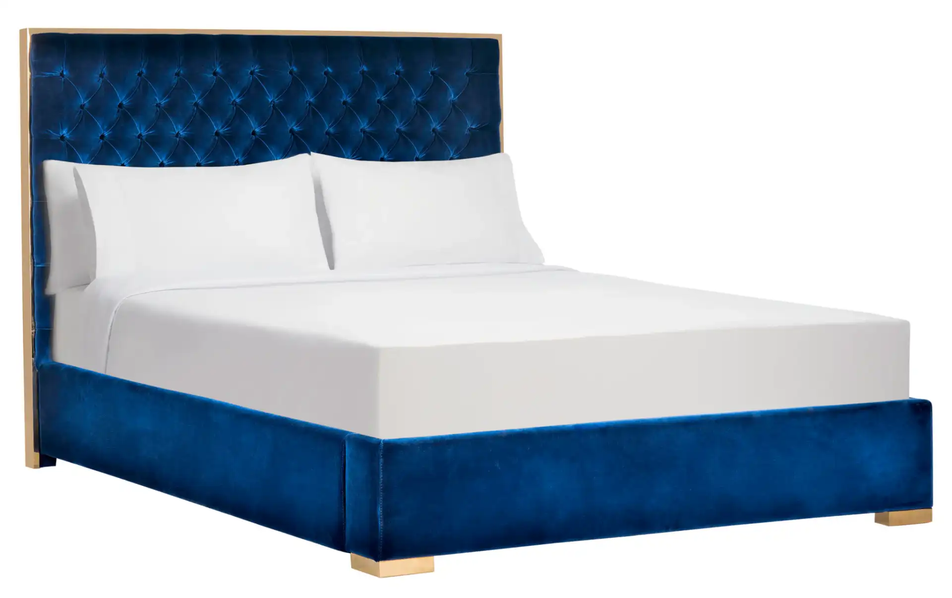 Chester Queen Bed in Navy, detail view