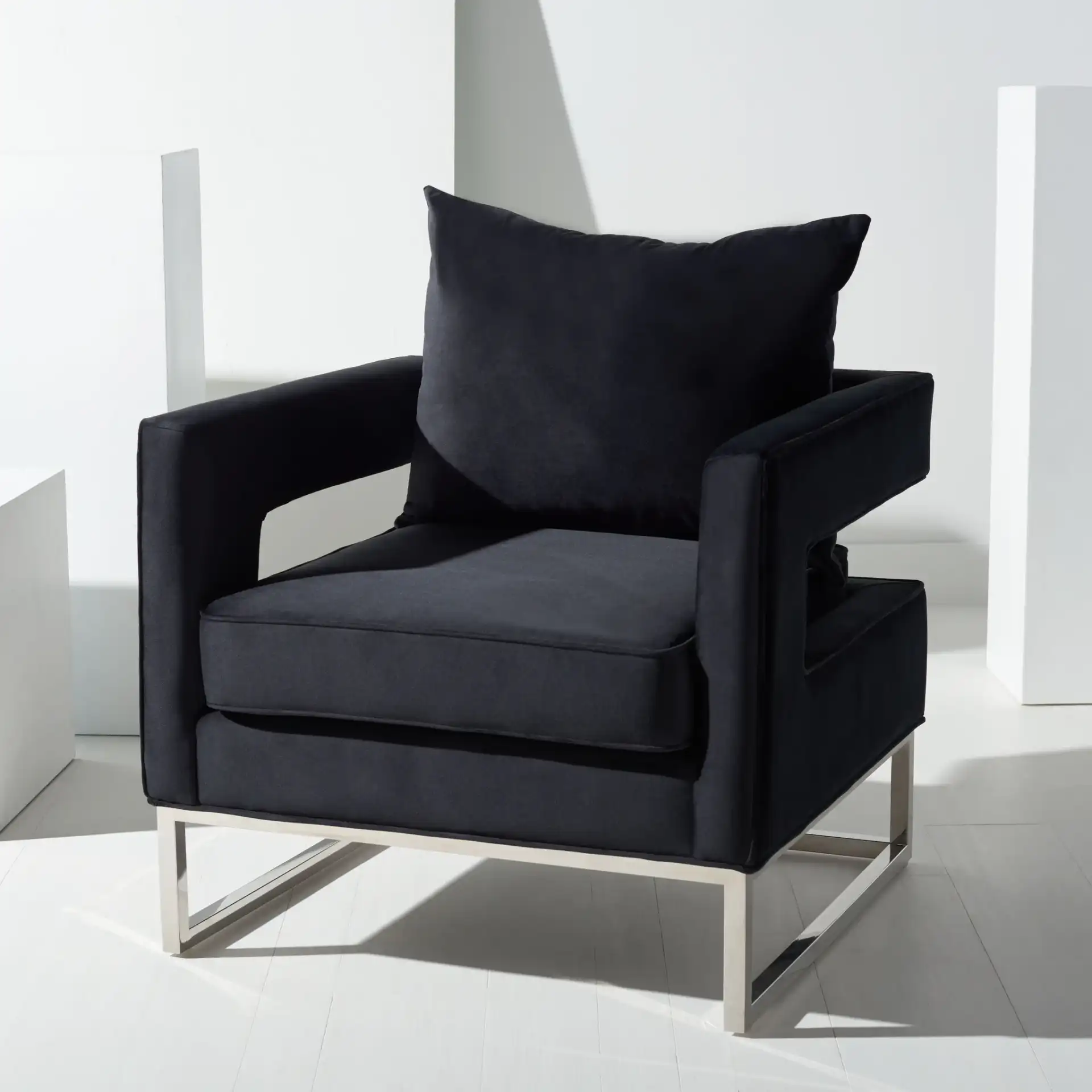 Olivya Club Chair in Black in a styled room