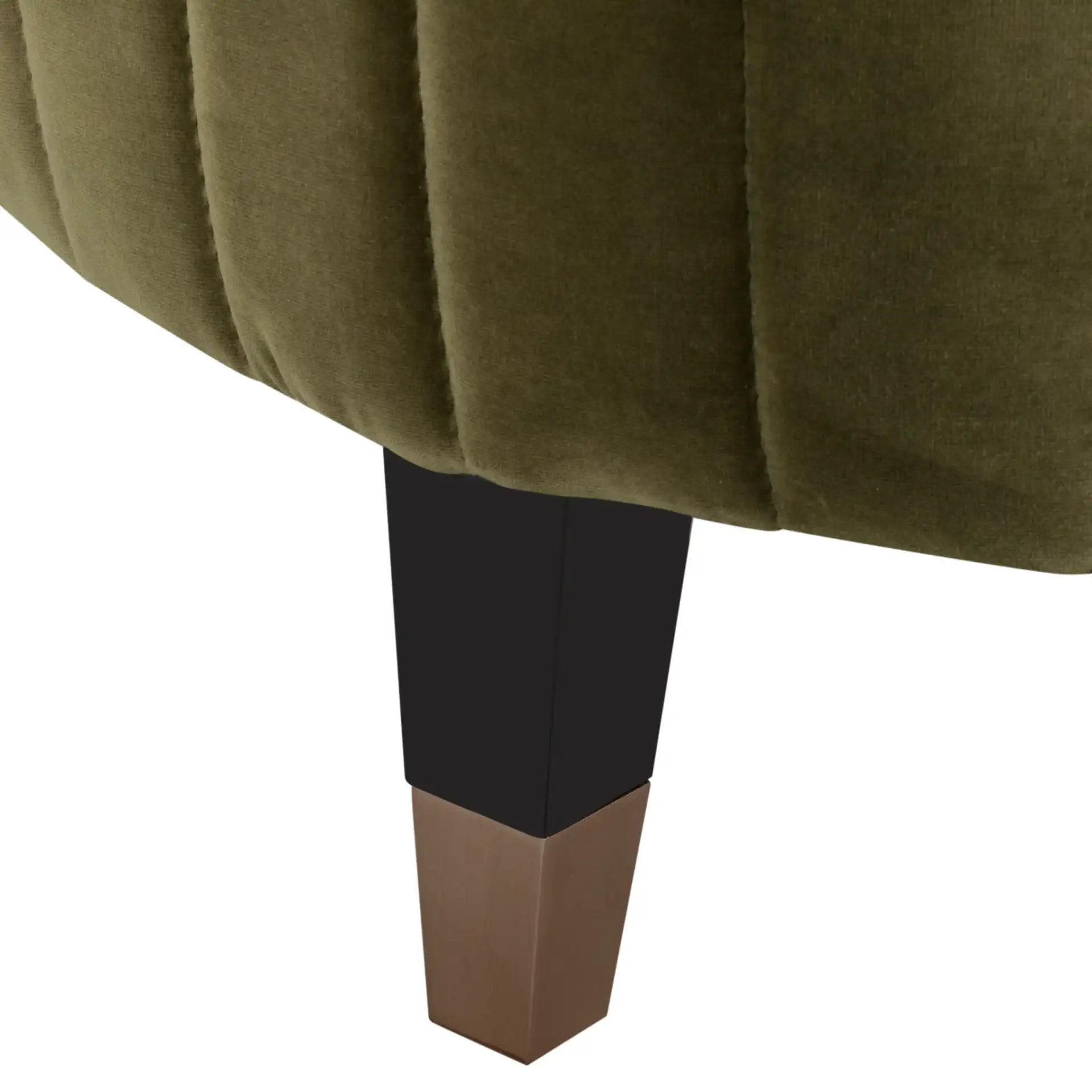 Winford Velvet Sofa in Olive / Black, detail view