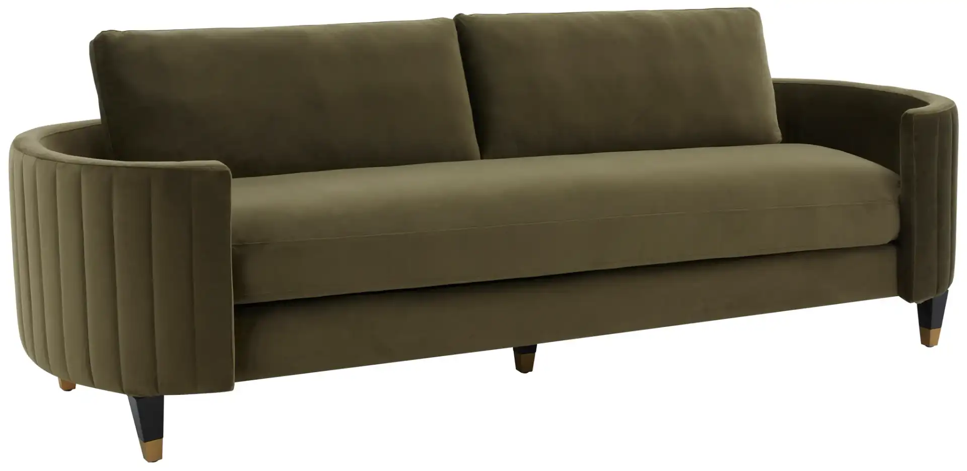 Winford Velvet Sofa in Olive / Black, detail view