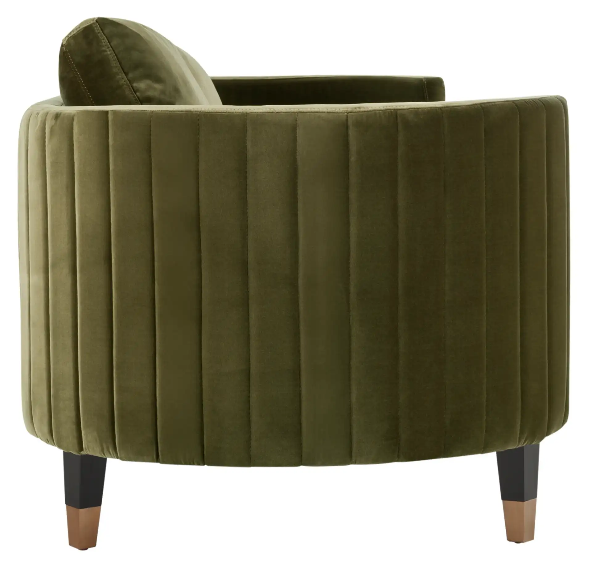 Winford Velvet Sofa in Olive / Black, detail view