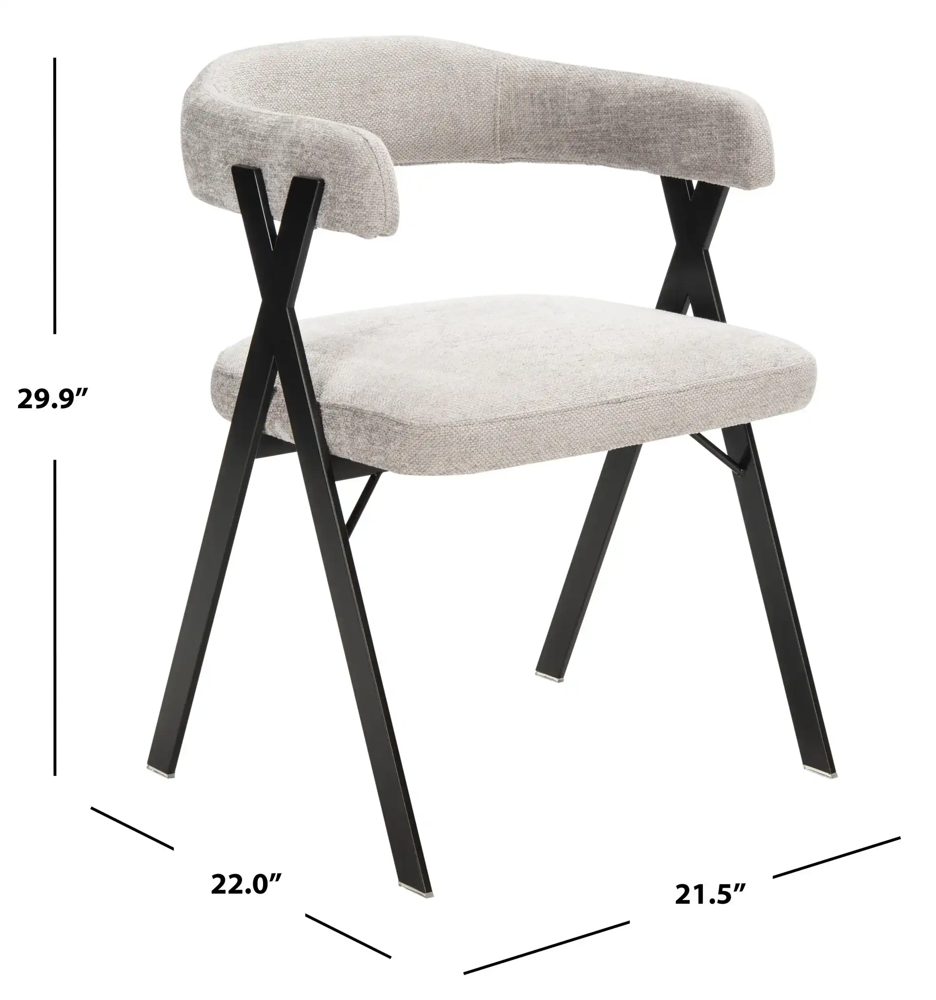 Izzy Chenille Dining Chair in Gray / Black, detail view