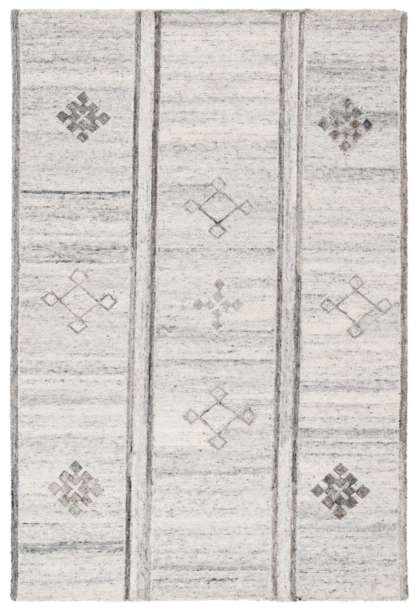 Kenya Striped Panel Hand-Tufted Wool Rug in Brown / Beige