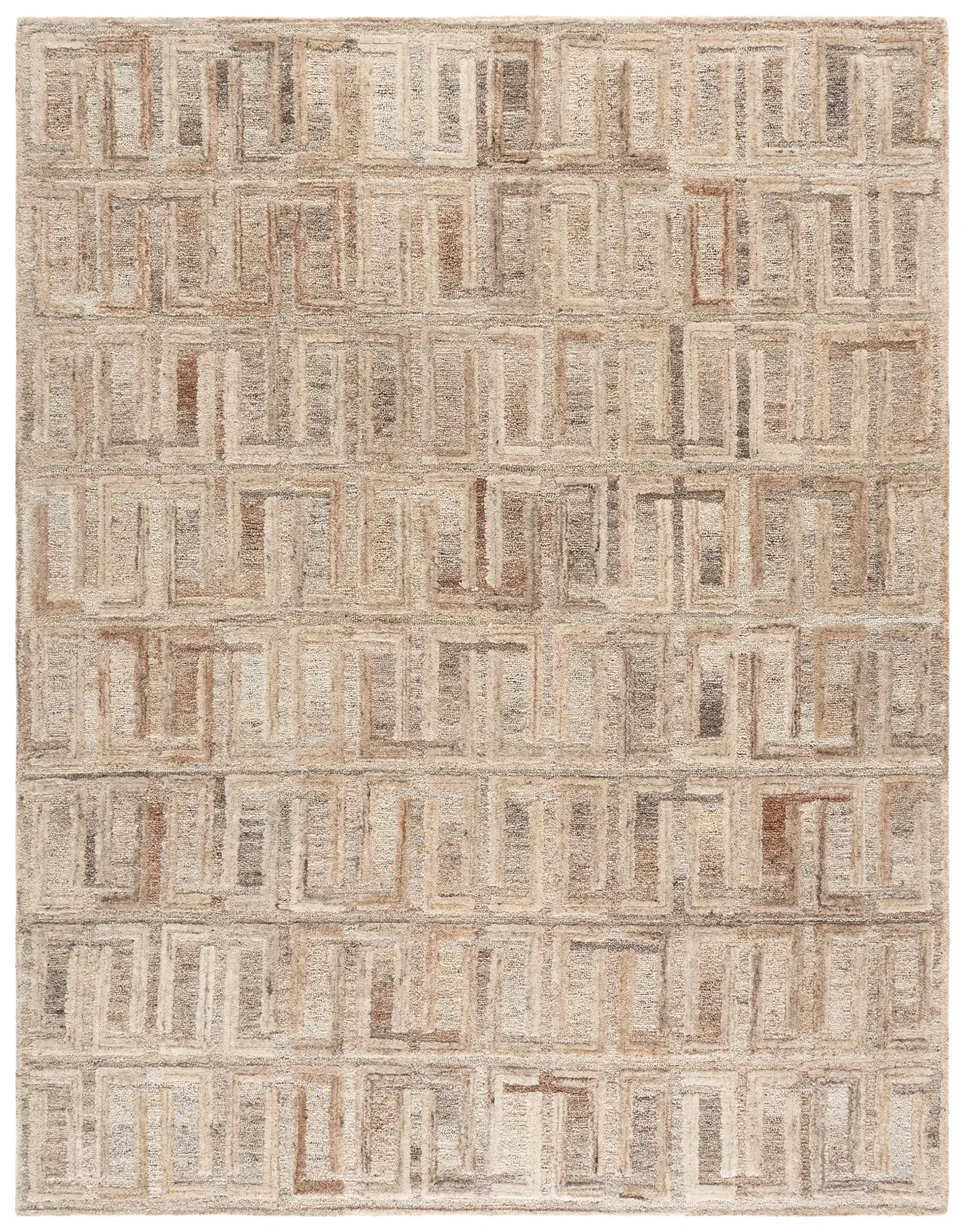 Kenya Modern Geometric Hand-Tufted Wool Rug in Brown / Gray