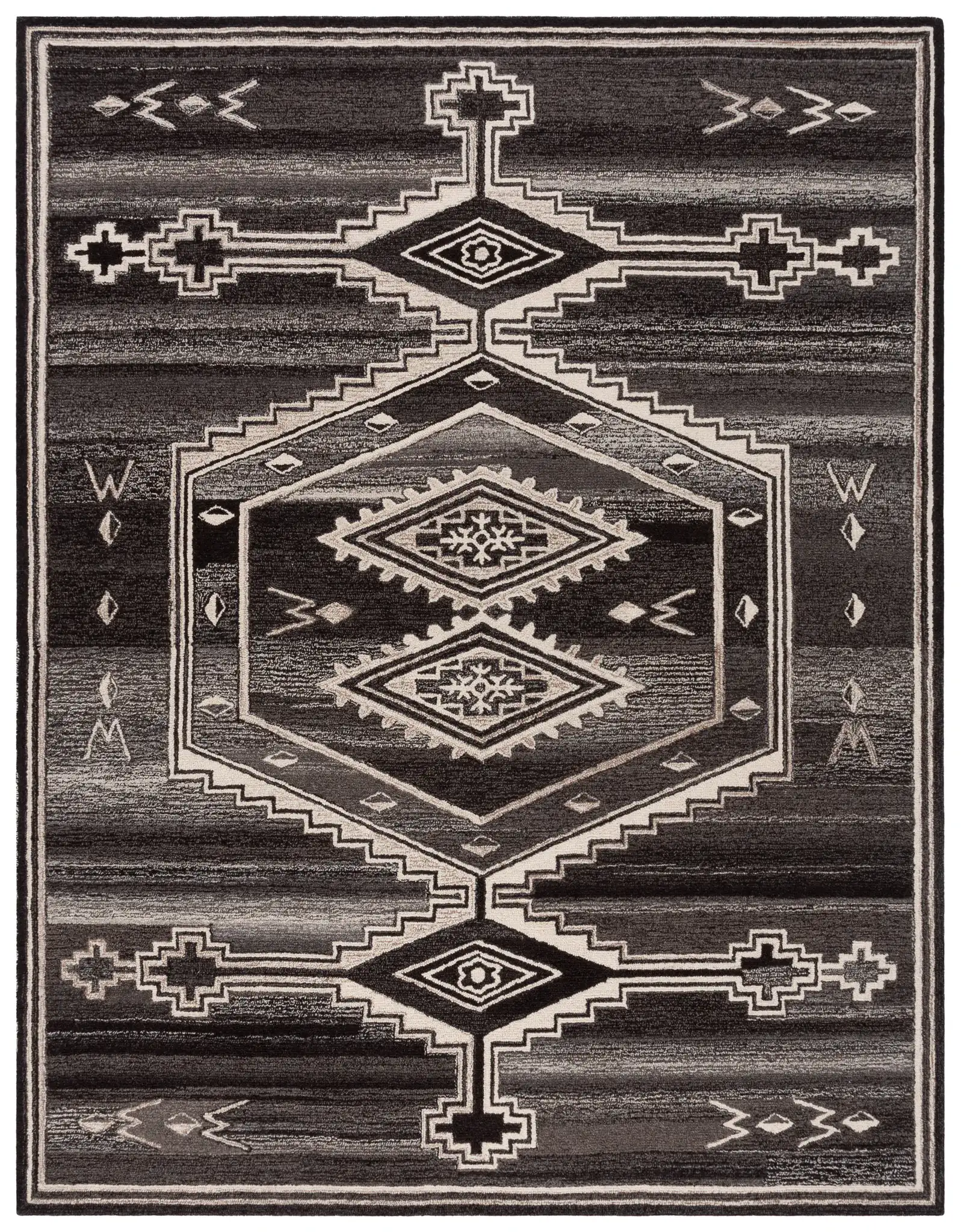Kenya Stepped Medallion Hand-Tufted Wool Rug in Brown / Ivory