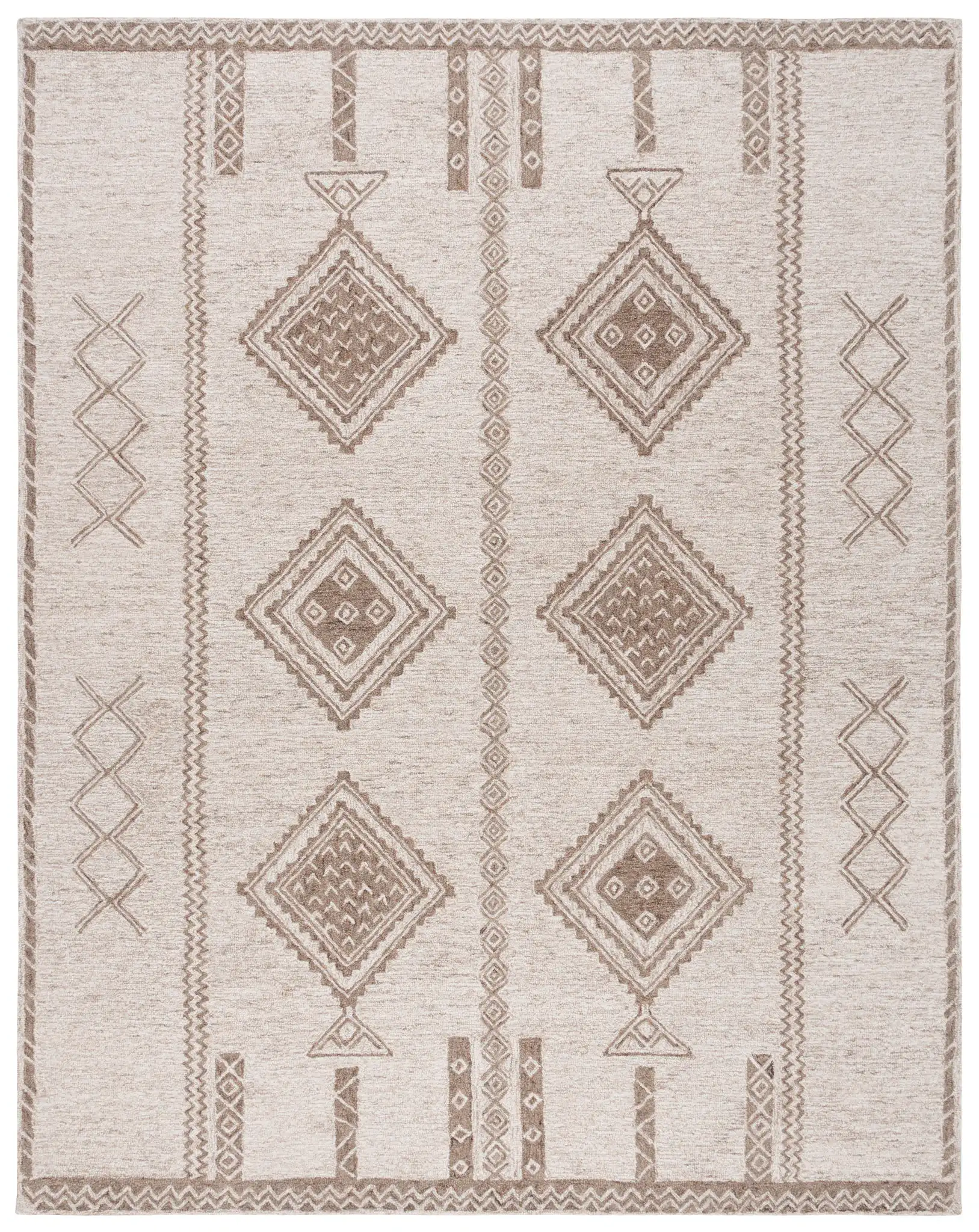 Kenya Tribal Diamond Hand-Tufted Wool Rug in Brown / Beige