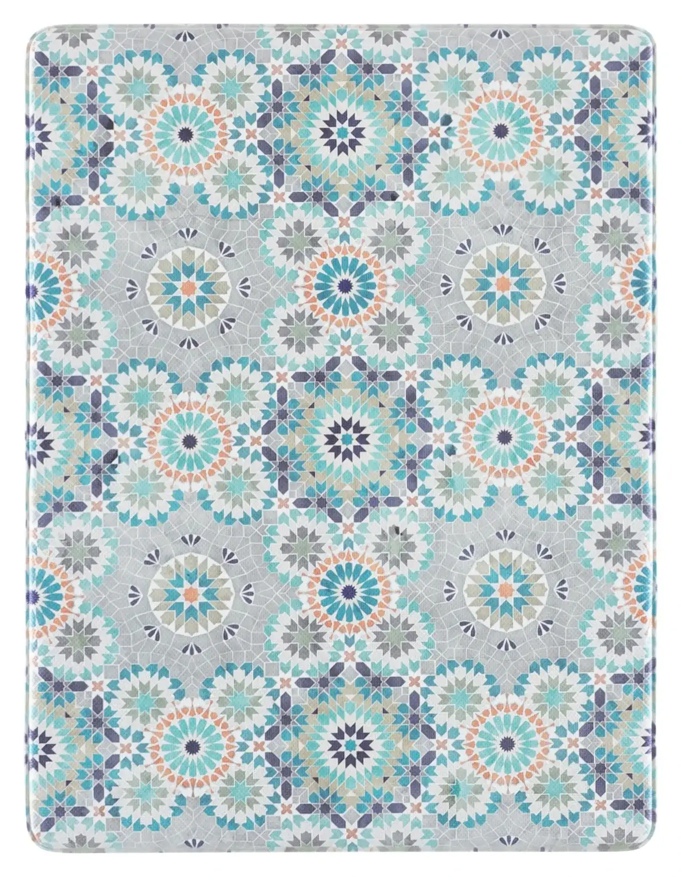 Mosaic Tile Kitchen Mat in Gray / Blue