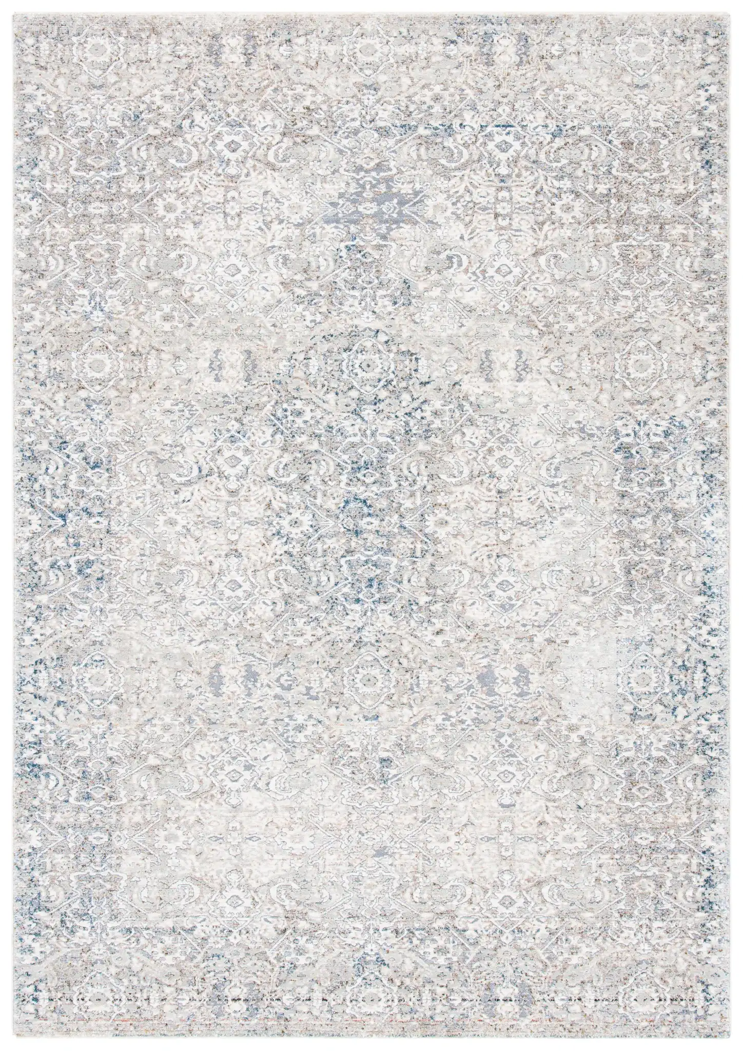 Limitee Distressed Damask Rug in Beige