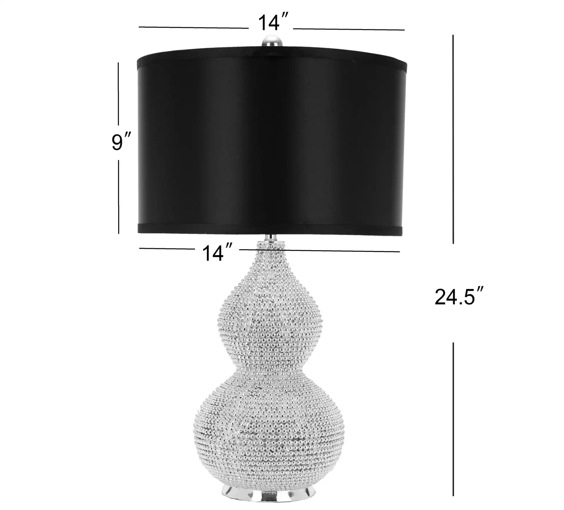 Nicole Beaded Table Lamp (Set of 2) in Silver / Black, detail view