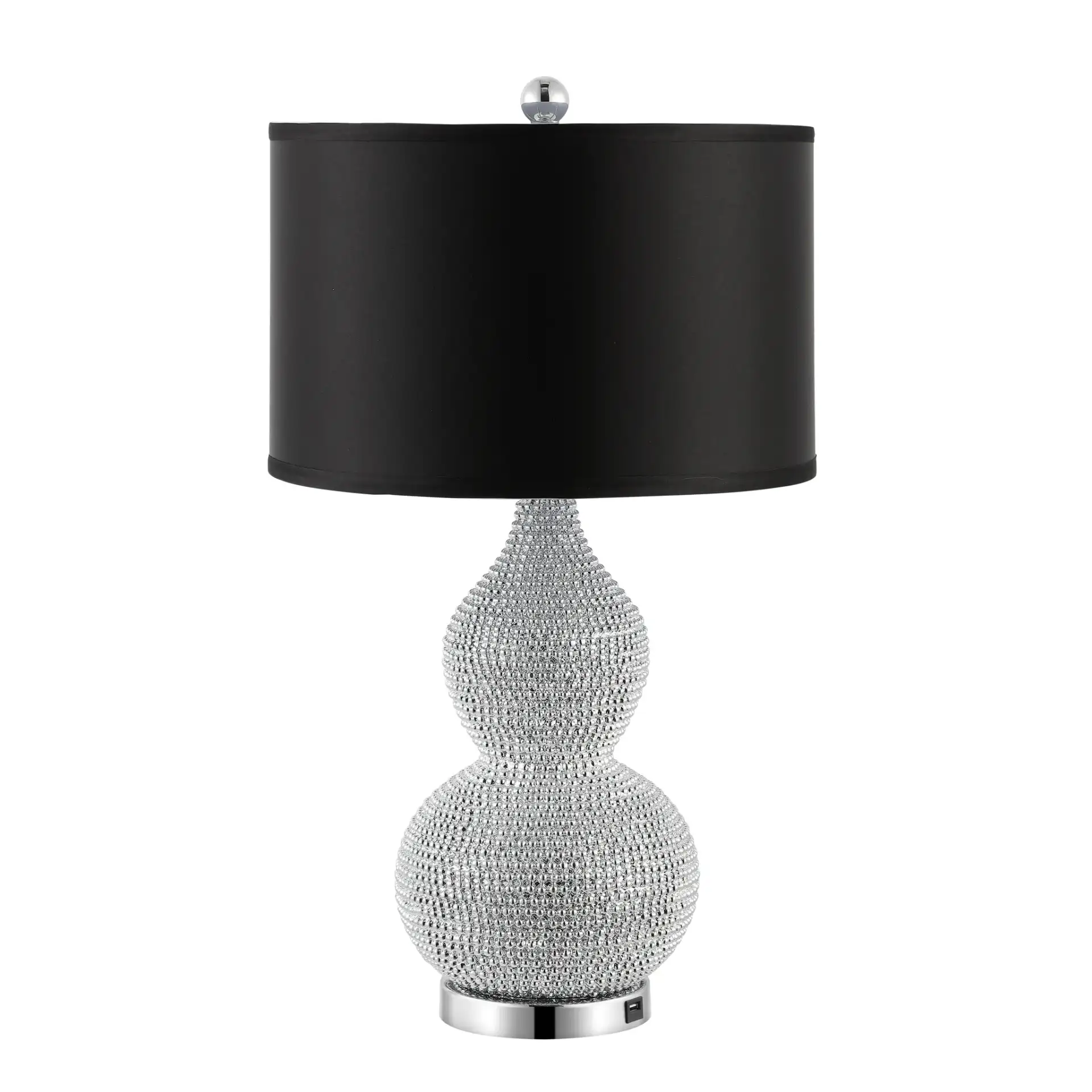 Nicole Beaded Table Lamp (Set of 2) in Silver / Black, detail view