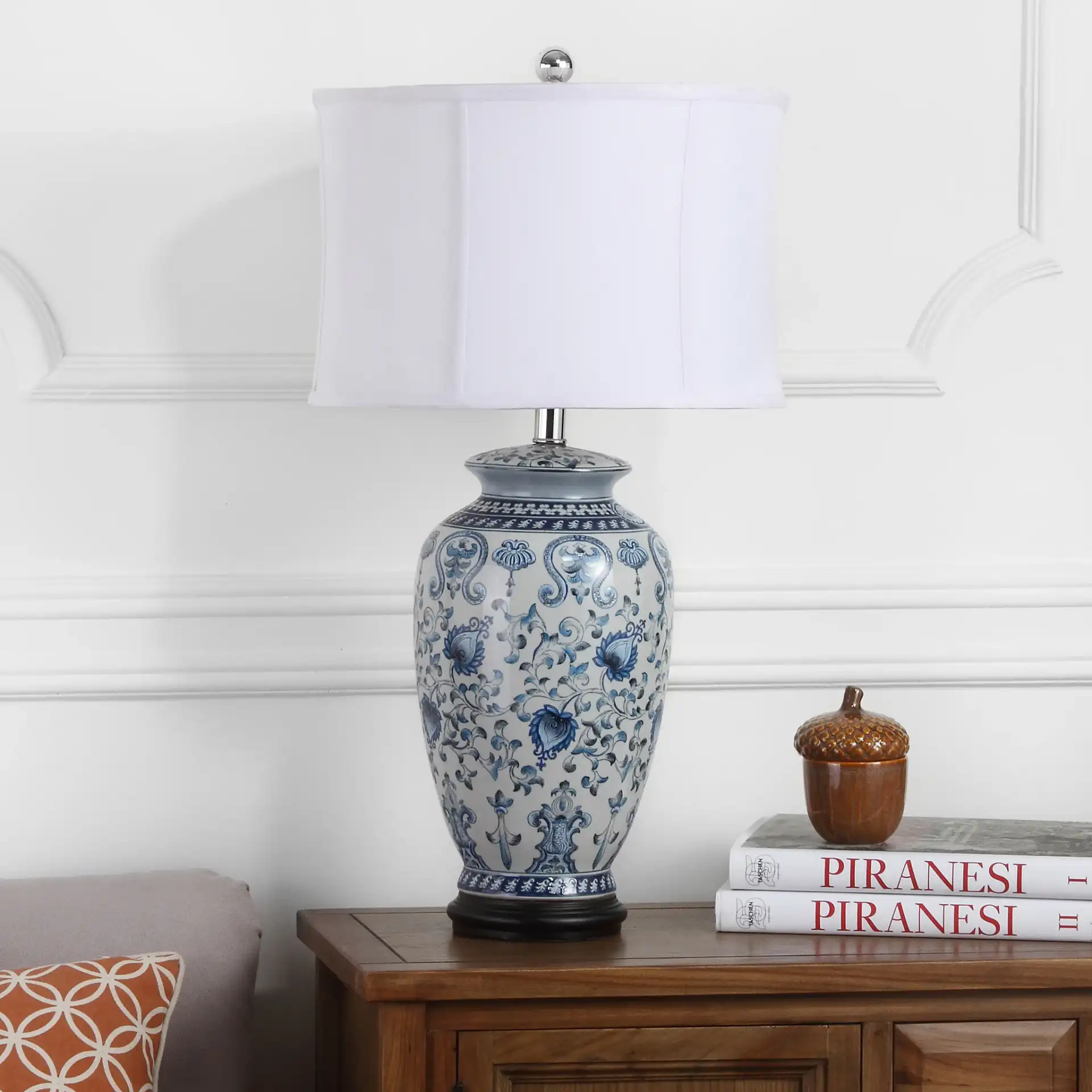 Blue/White Lamp in Blue / White in a styled room