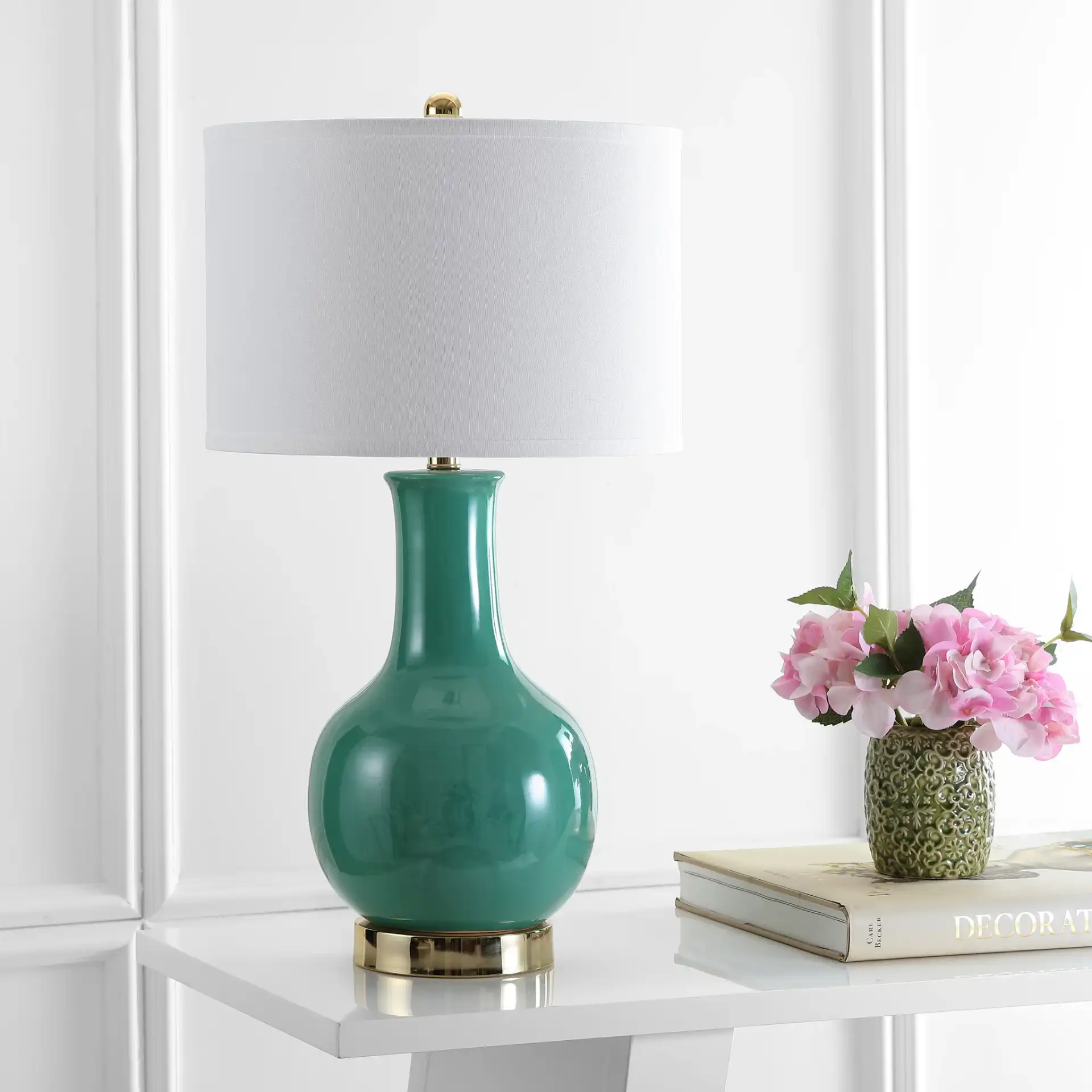 Ceramic Paris Lamp in Emerald in a styled room