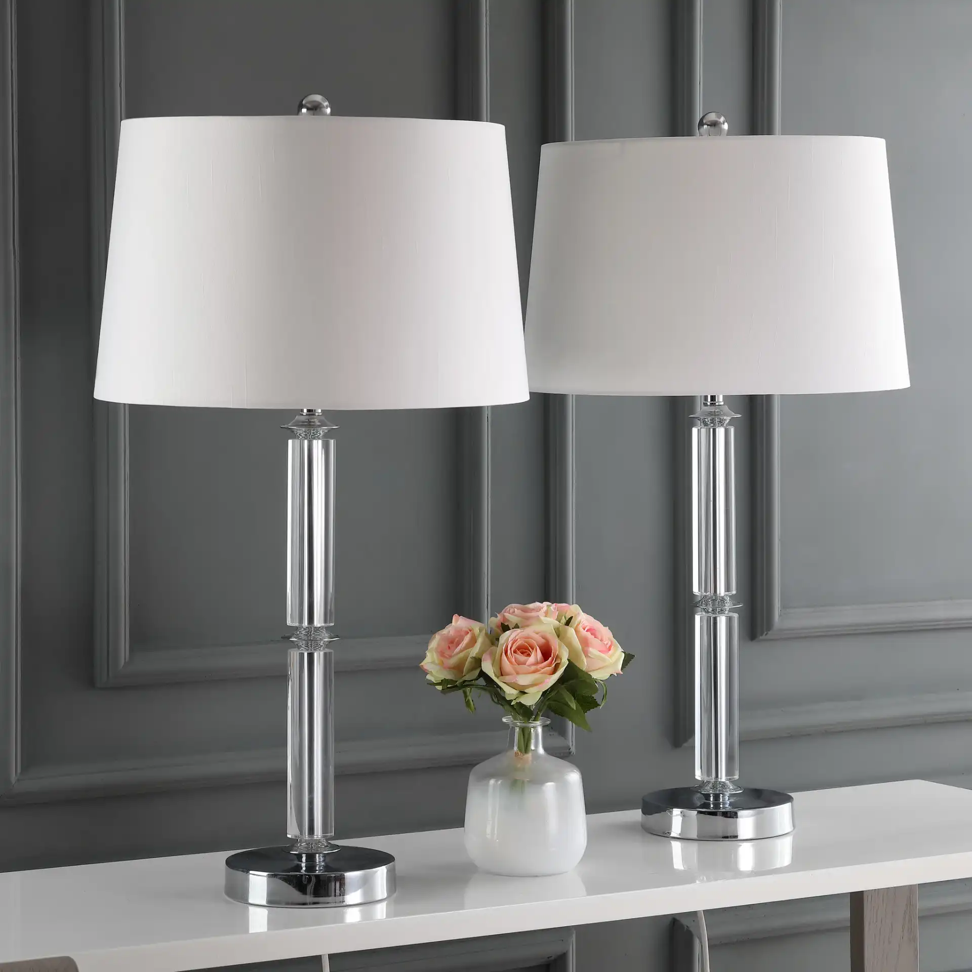 Vendome Crystal Lamp (Set Of 2) in Clear in a styled room