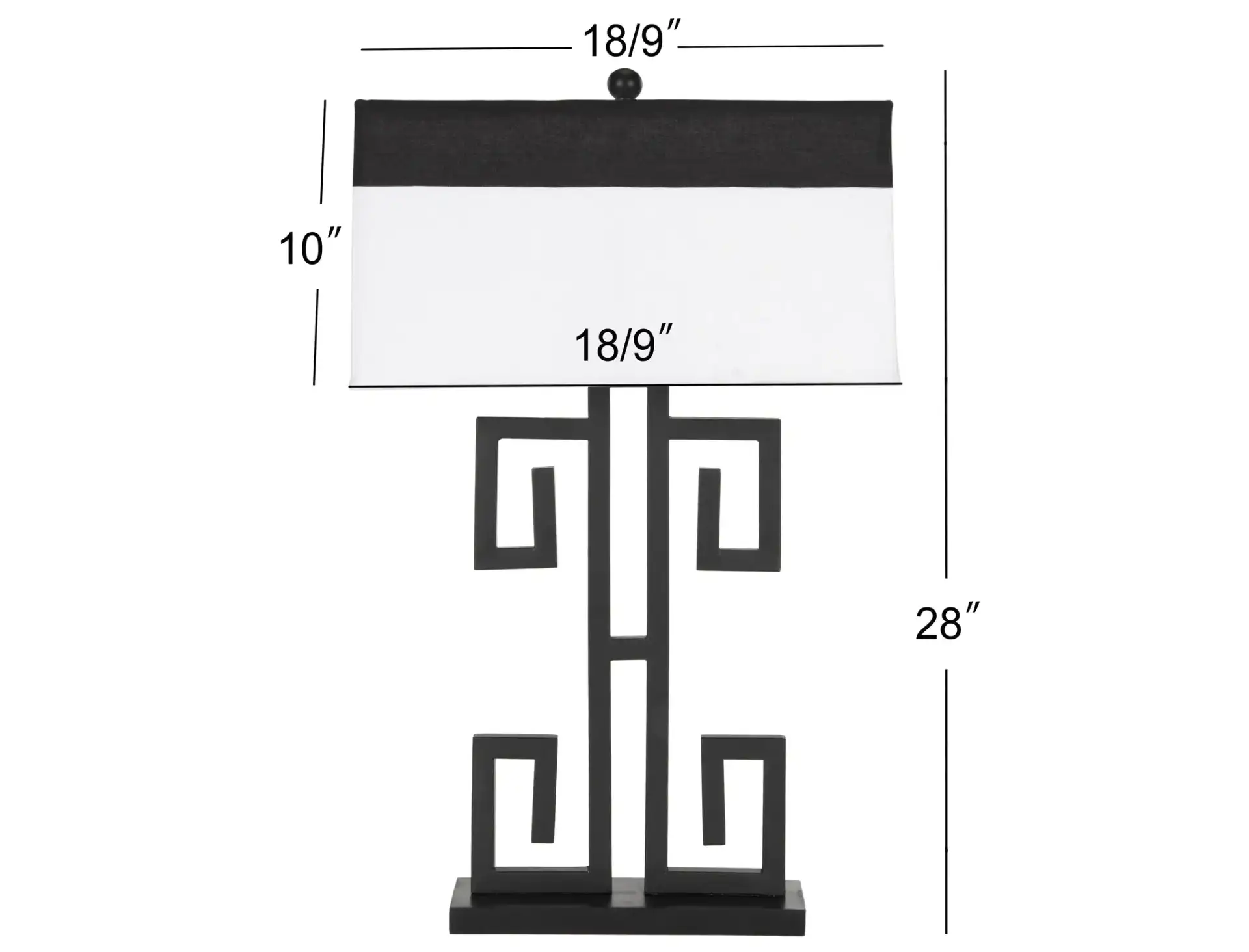 Greek Key Table Lamp (Set of 2) in Black, detail view
