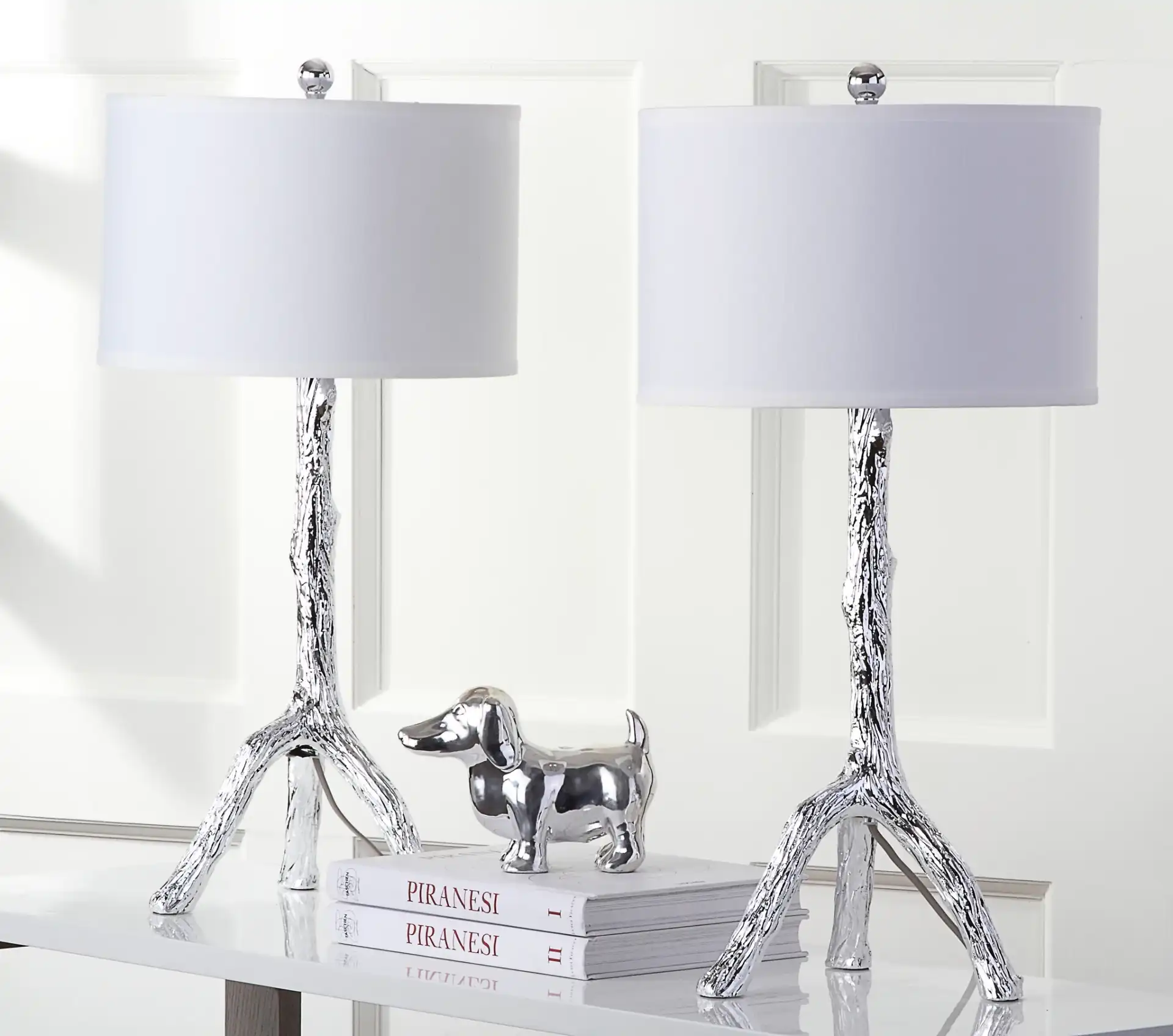 Branch Table Lamp (Set Of 2) in Silver in a styled room