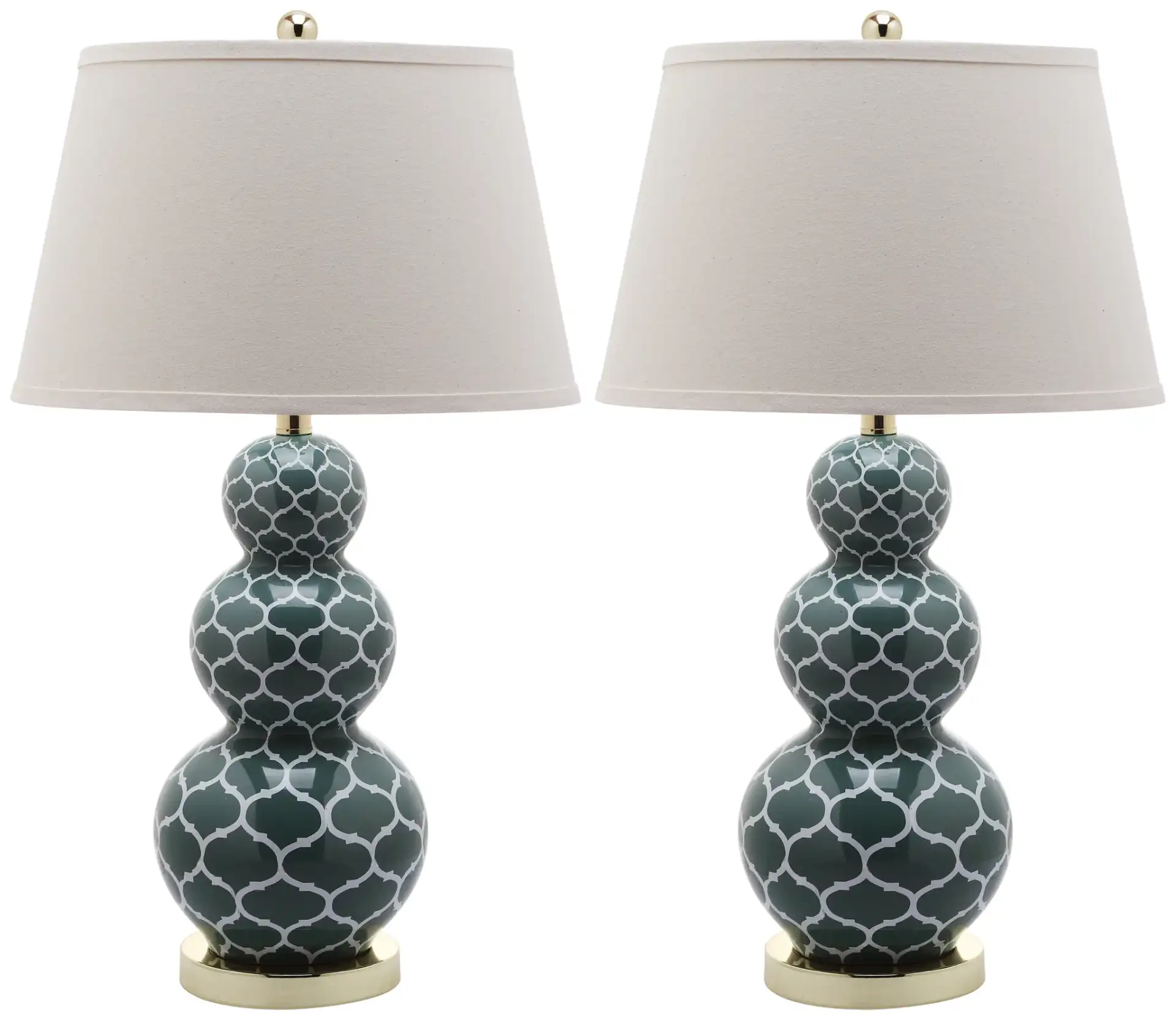 Three Gourd Decal Table Lamp (Set of 2) in Light Blue
