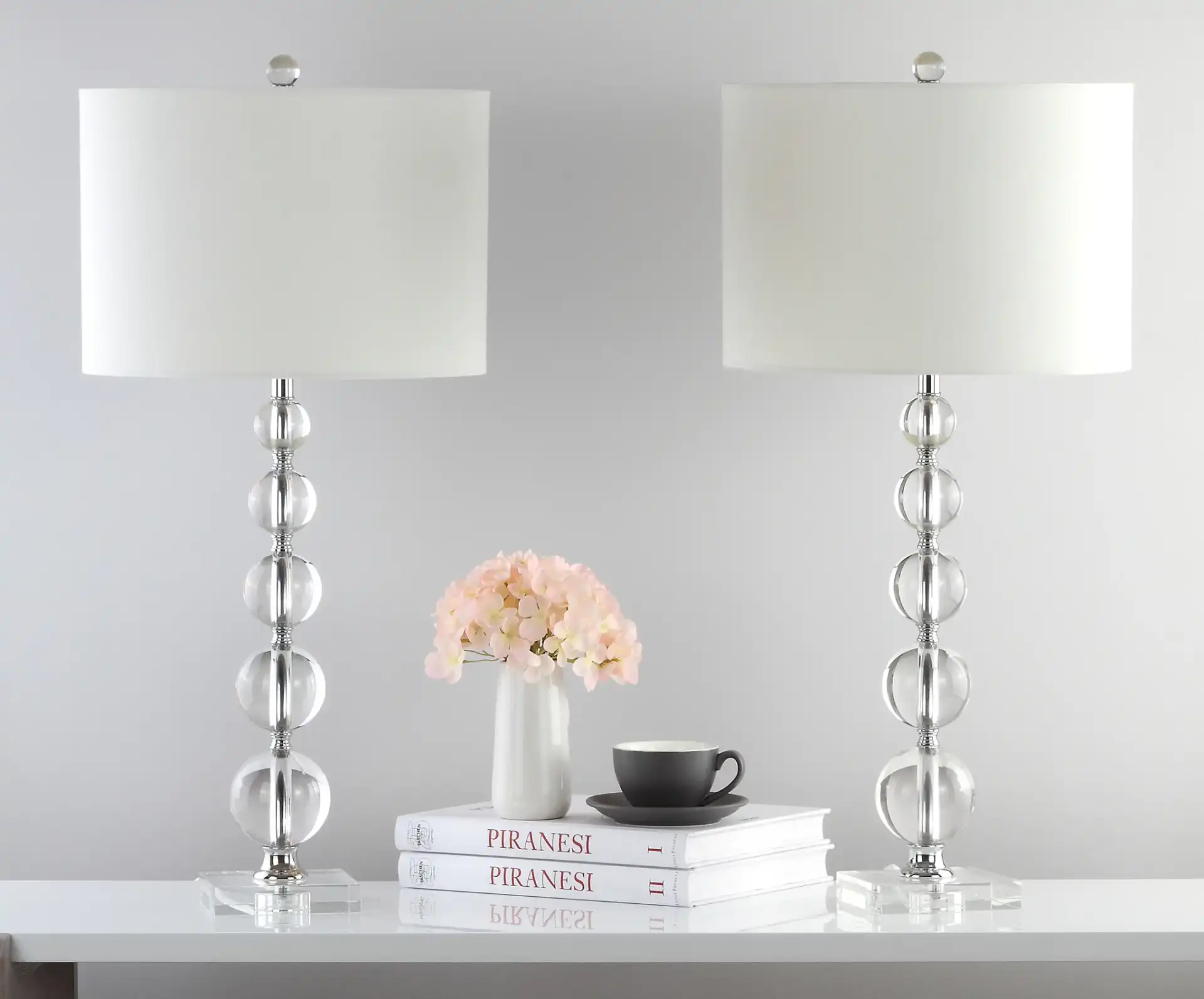 Liam Stacked Crystal Ball Lamp (Set Of 2) in Clear, detail view