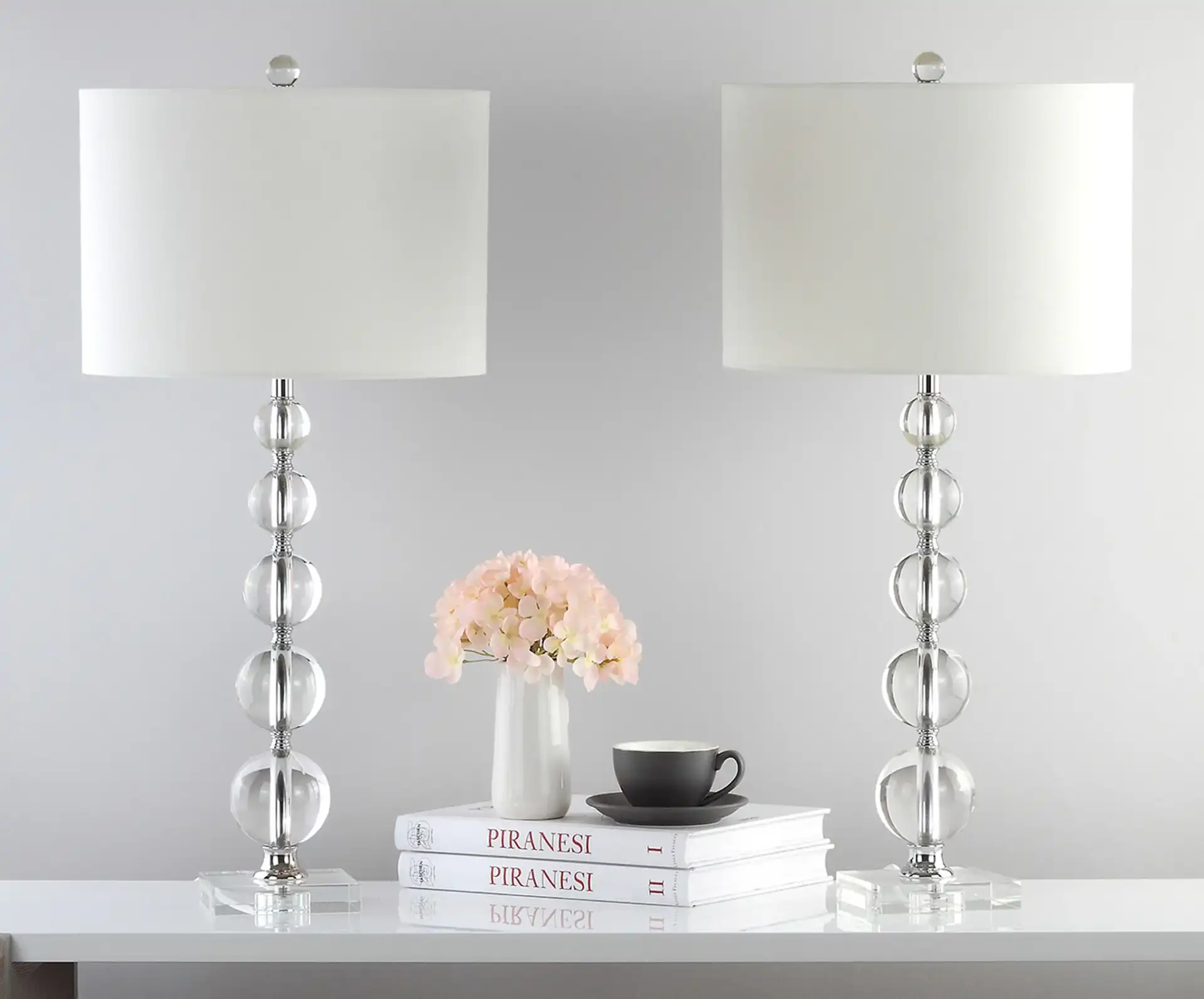 Liam Stacked Crystal Ball Lamp (Set Of 2) in Clear, detail view