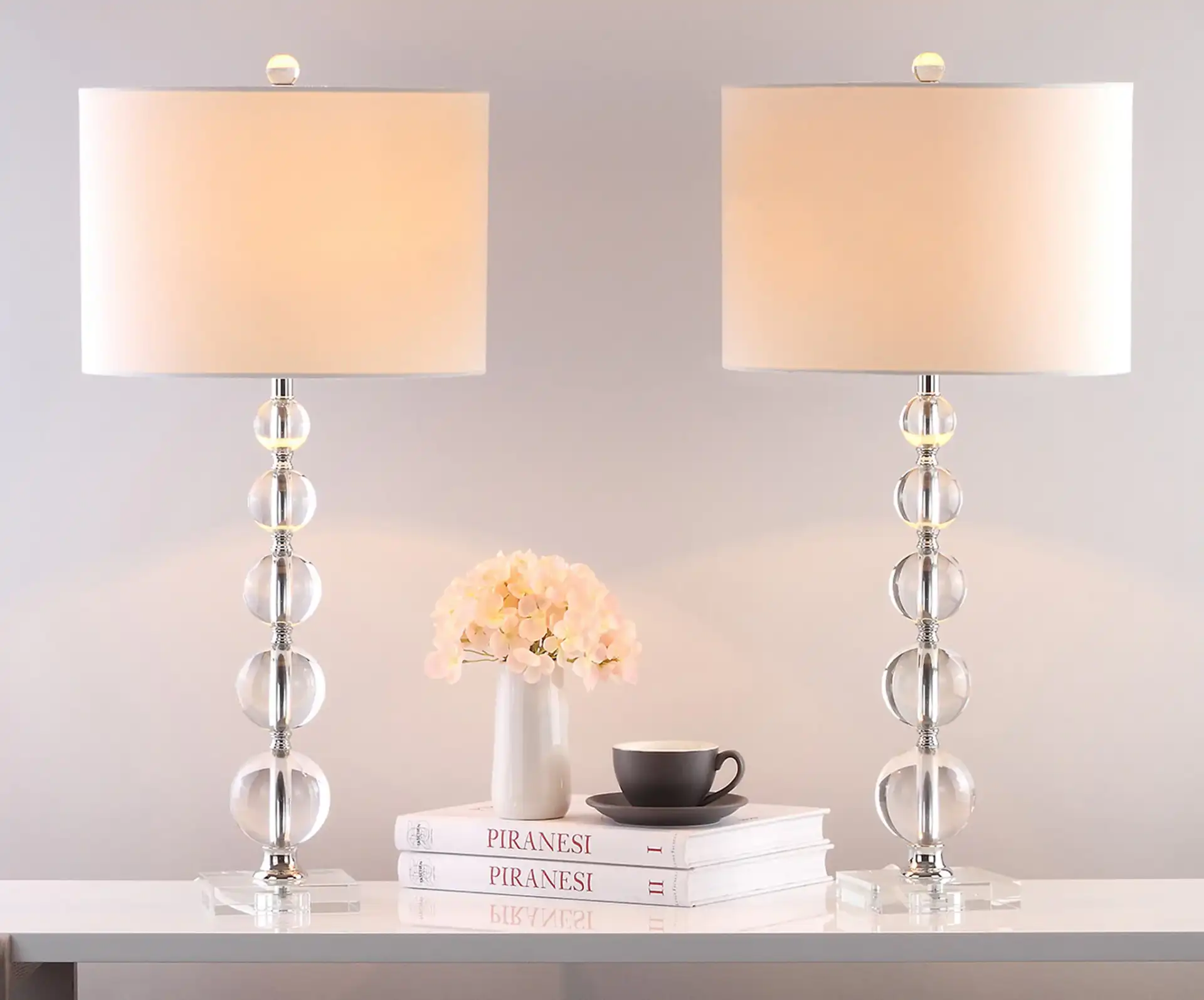 Liam Stacked Crystal Ball Lamp (Set Of 2) in Clear