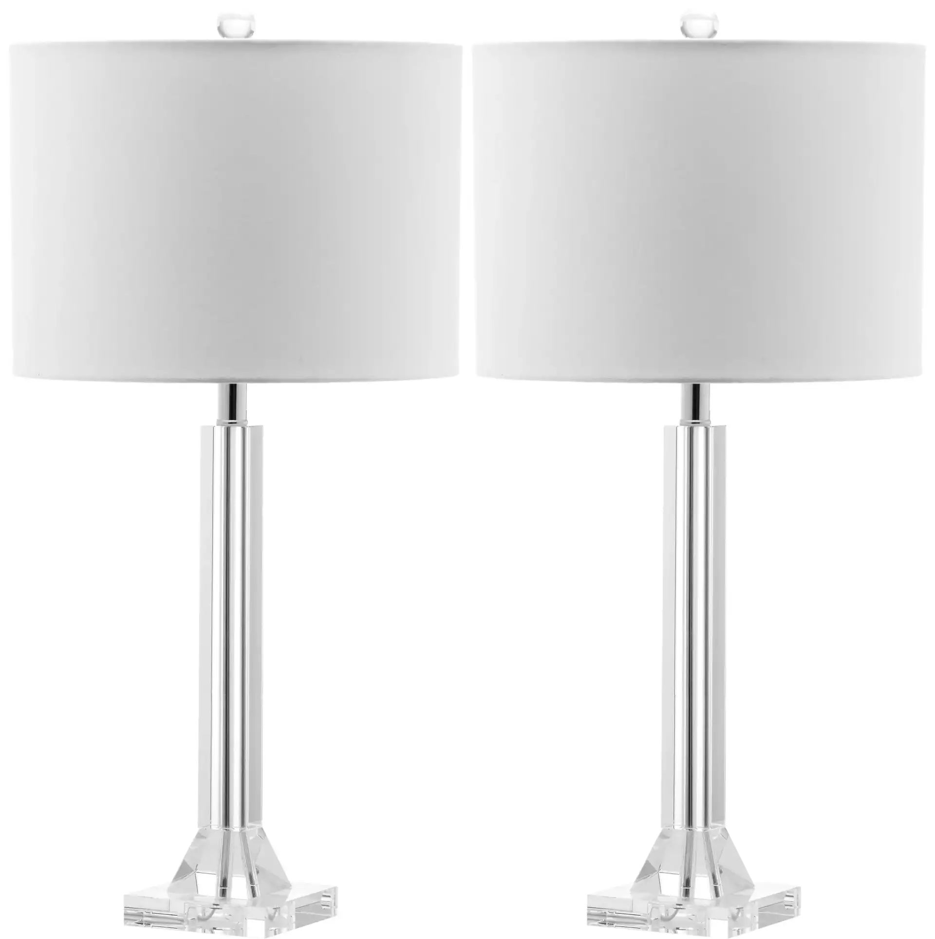 Tyrone Crystal Column Lamp (Set Of 2) in Clear / Cream