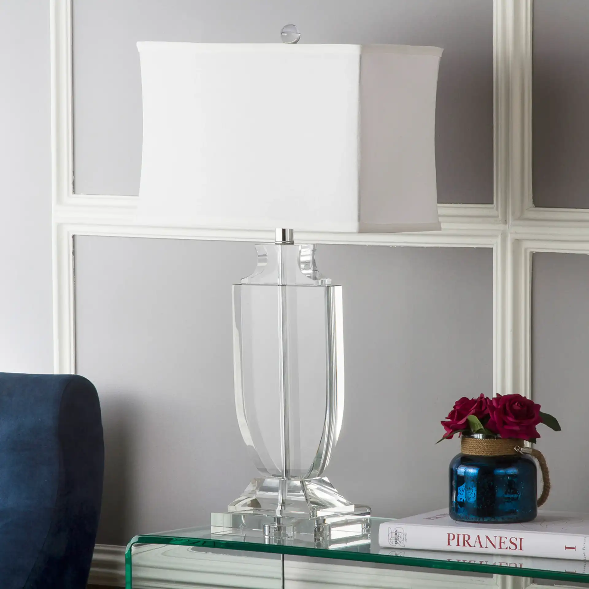 Deirdre Crystal Urn Lamp in Clear, detail view