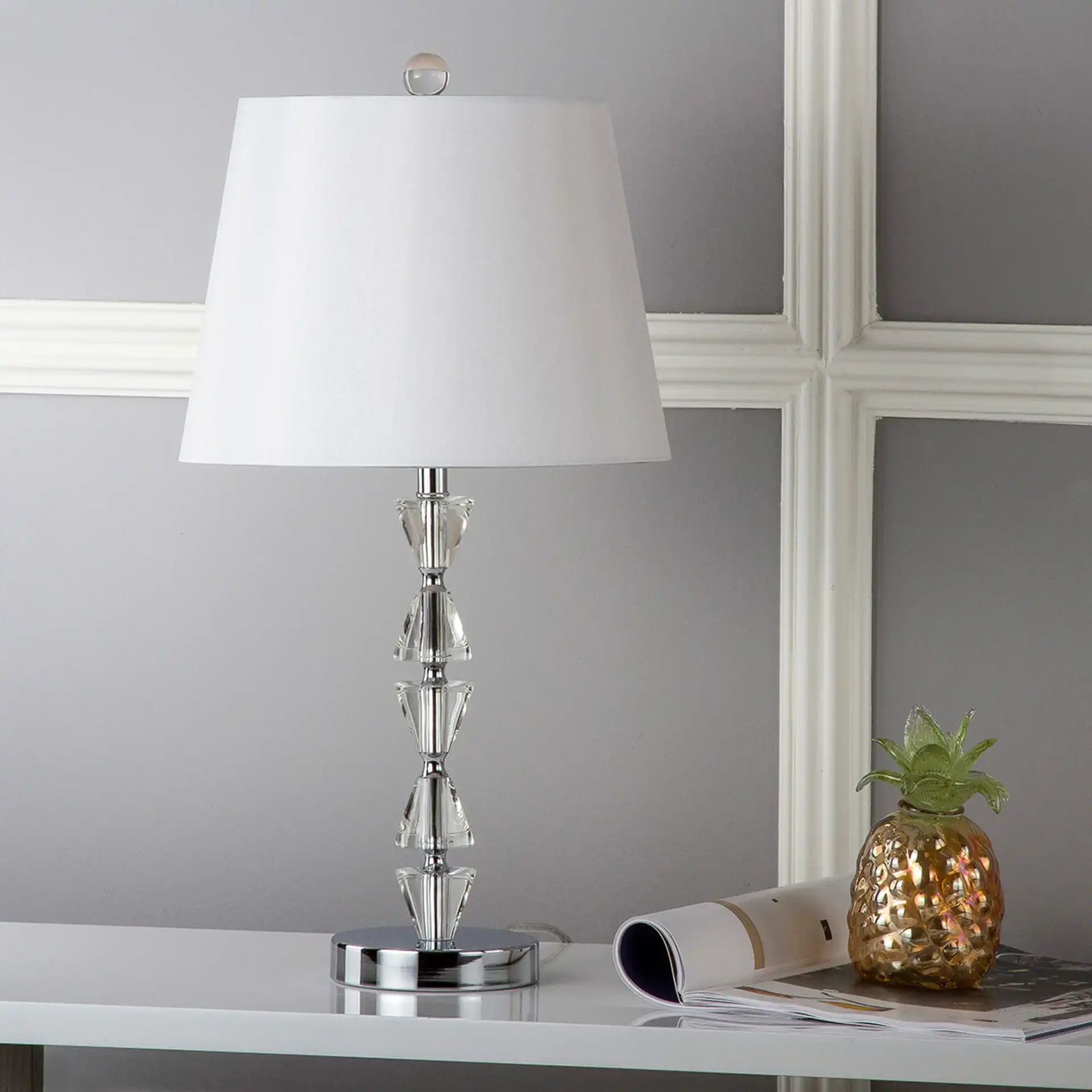 Deco Prism Crystal Lamp (Set Of 2) in Clear in a styled room