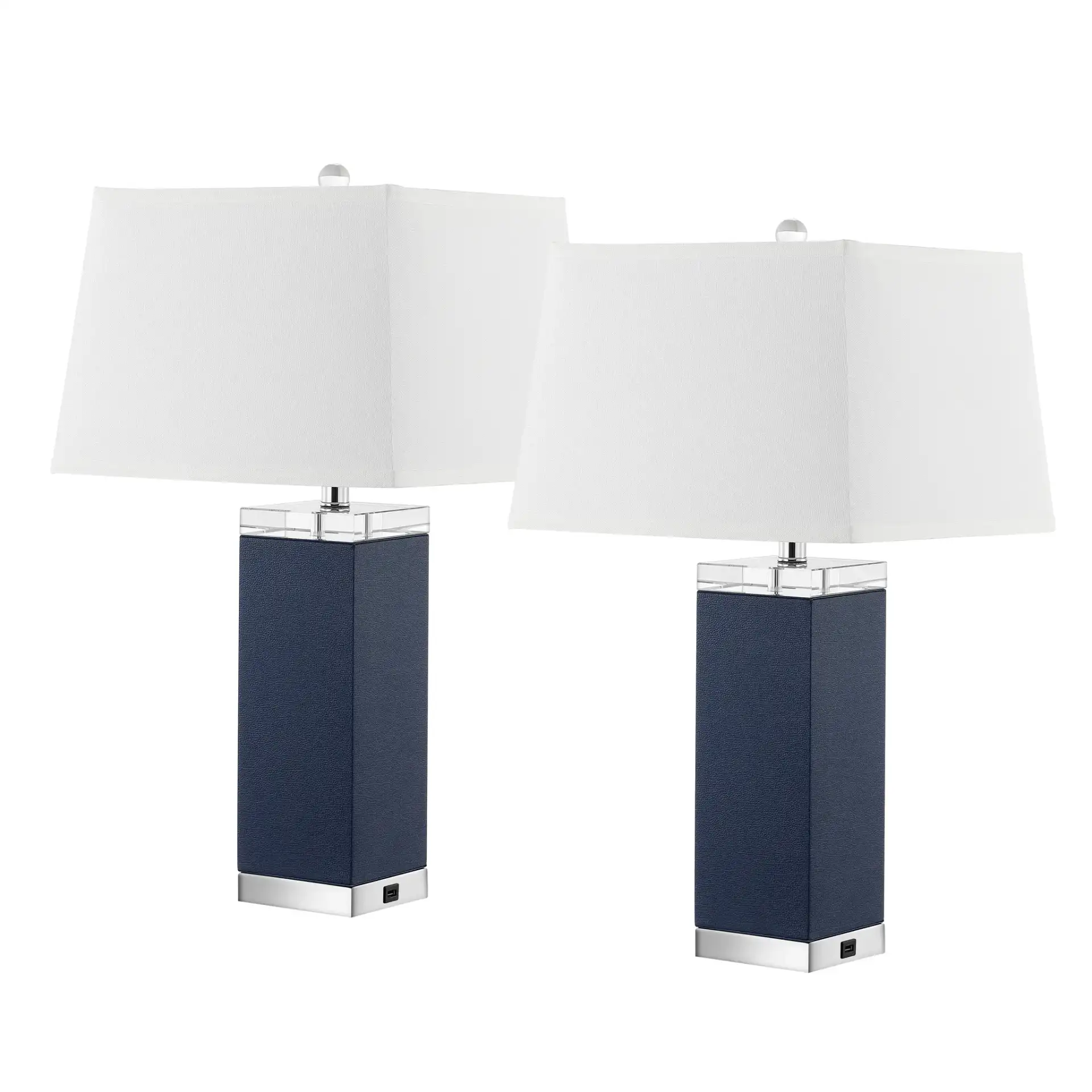 Deco Leather Table Lamp (Set Of 2) in Brown, detail view