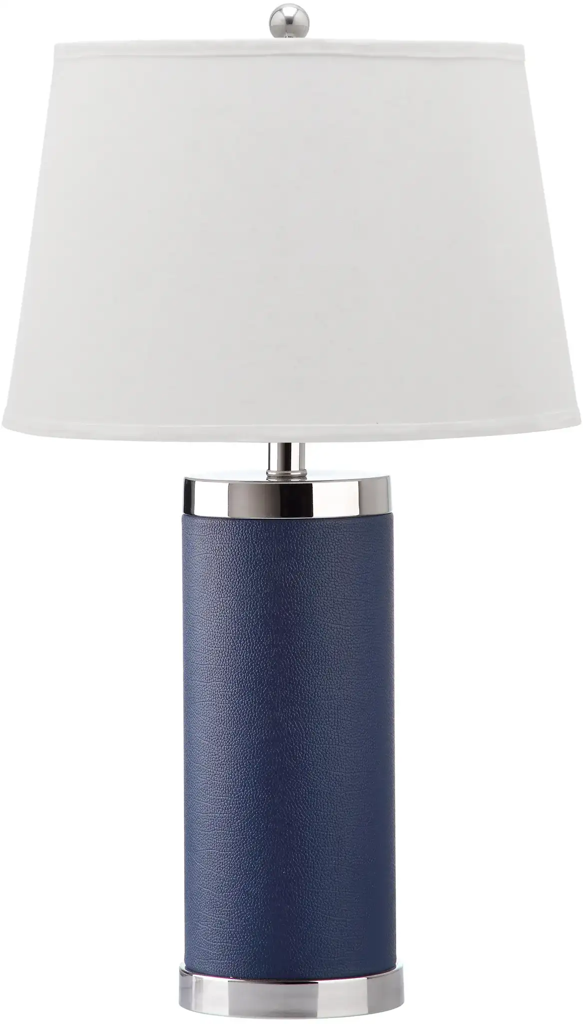 Leather Column Table Lamp (Set of 2) in Navy Blue, detail view