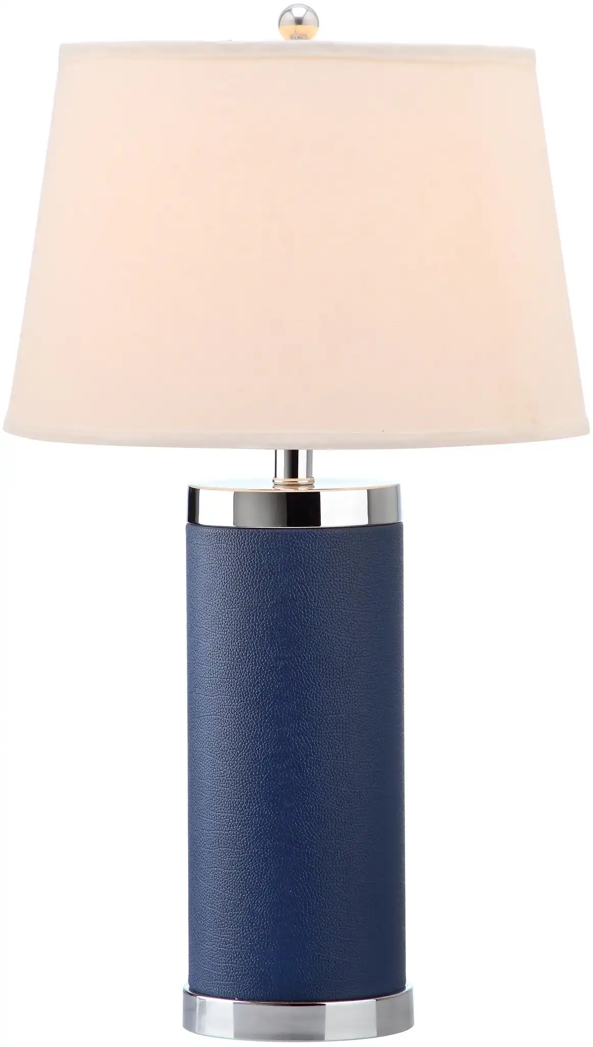 Leather Column Table Lamp (Set of 2) in Navy Blue
