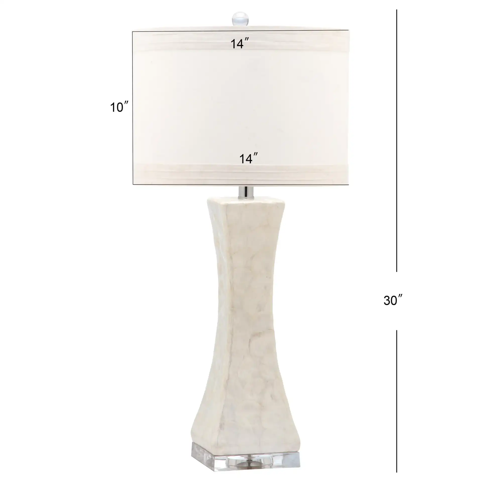 Shelley Concave Table Lamp in White, detail view