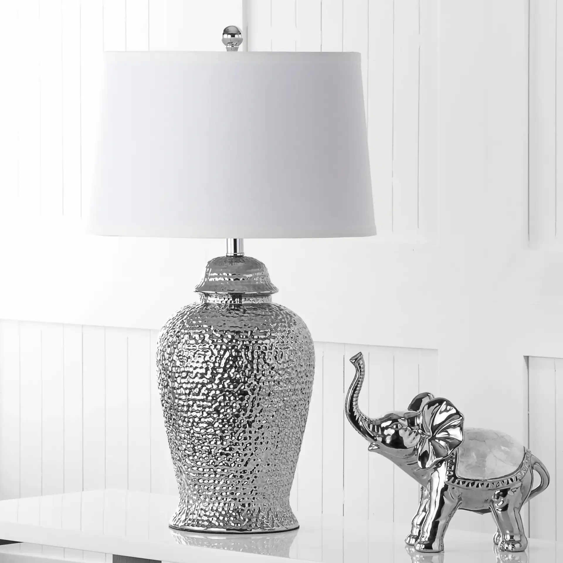 Sterling Ginger Jar Lamp (Set of 2) in Silver in a styled room