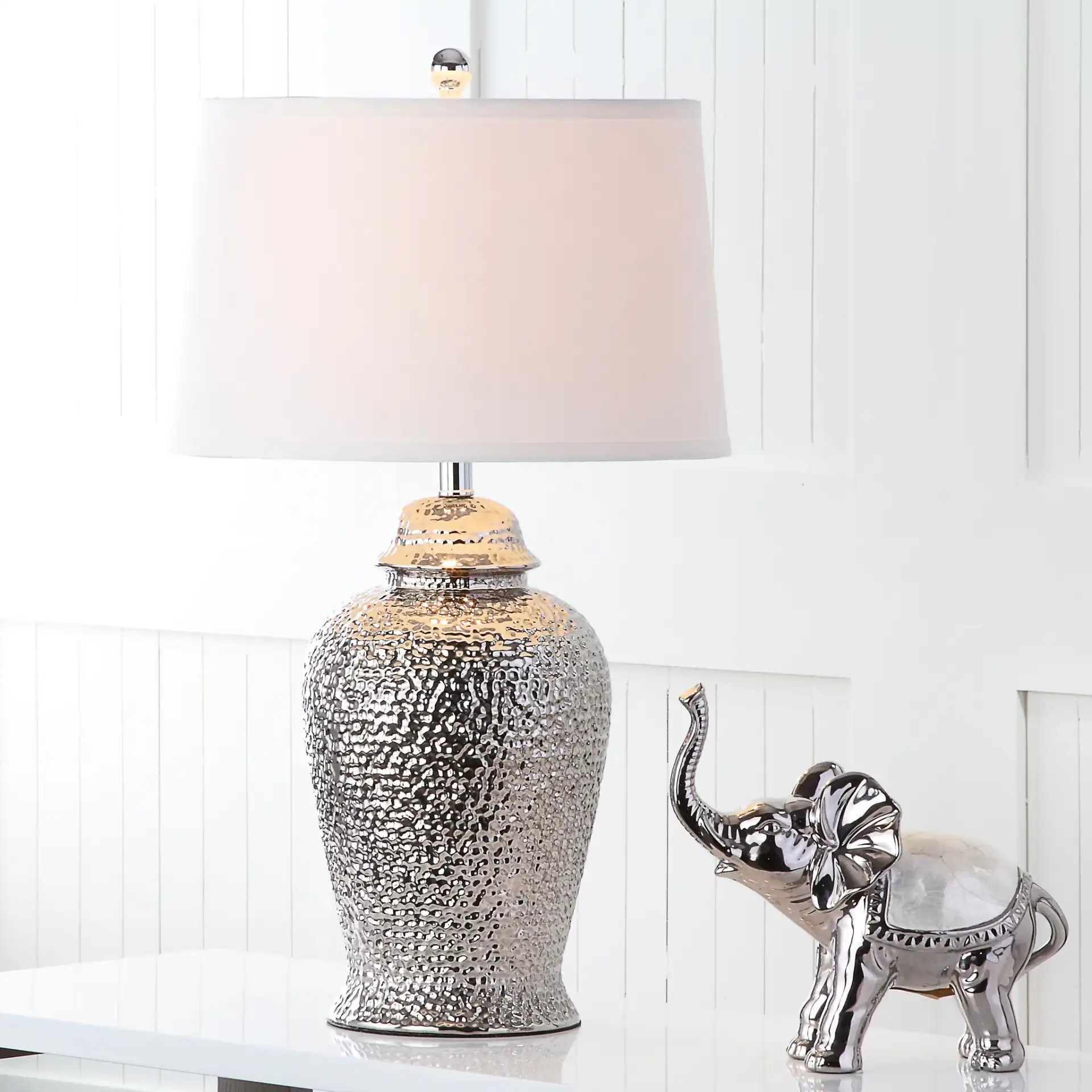 Sterling Ginger Jar Lamp (Set of 2) in Silver in a styled room