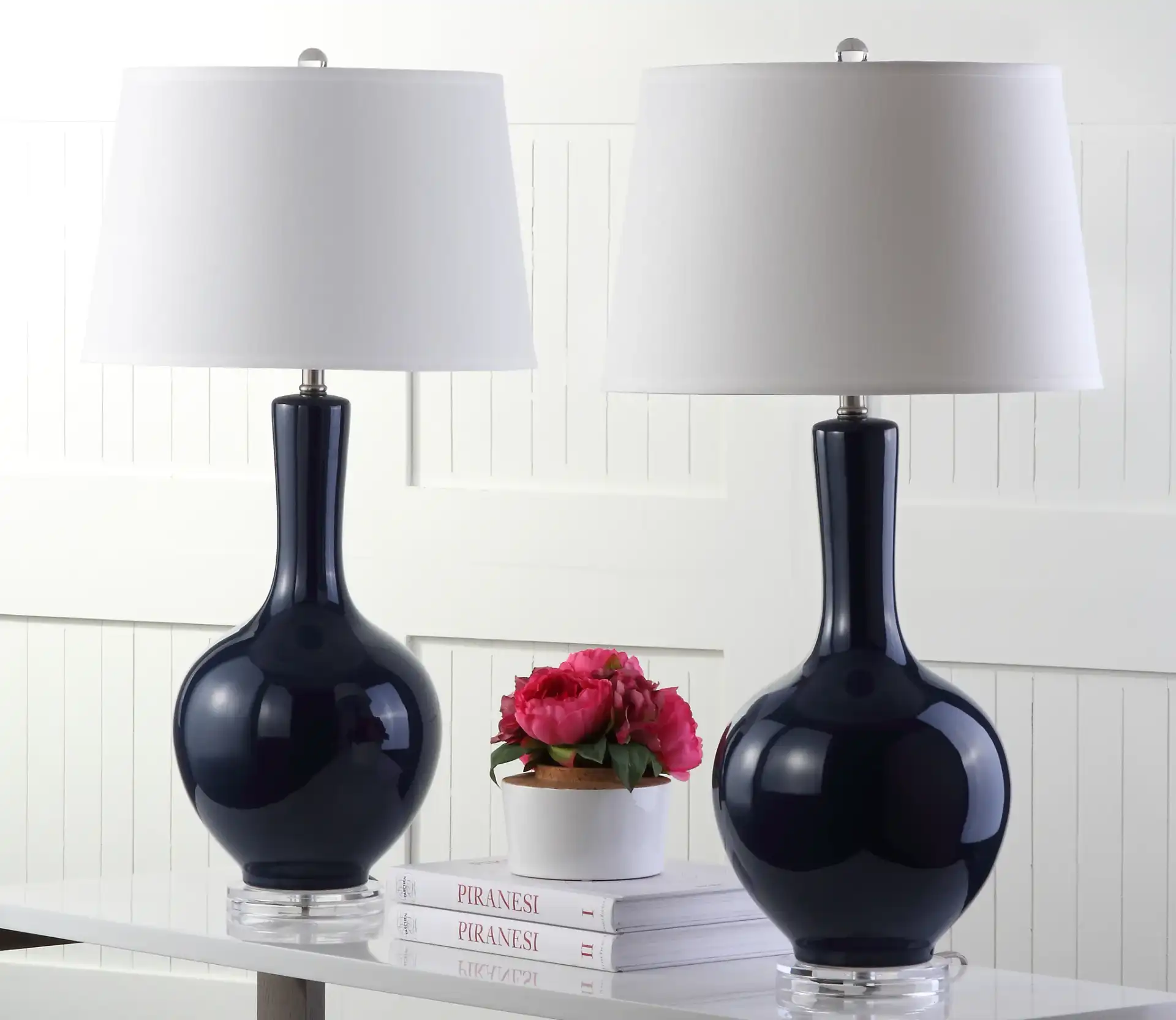 Blanche Gourd Lamp (Set of 2) in Teal in a styled room
