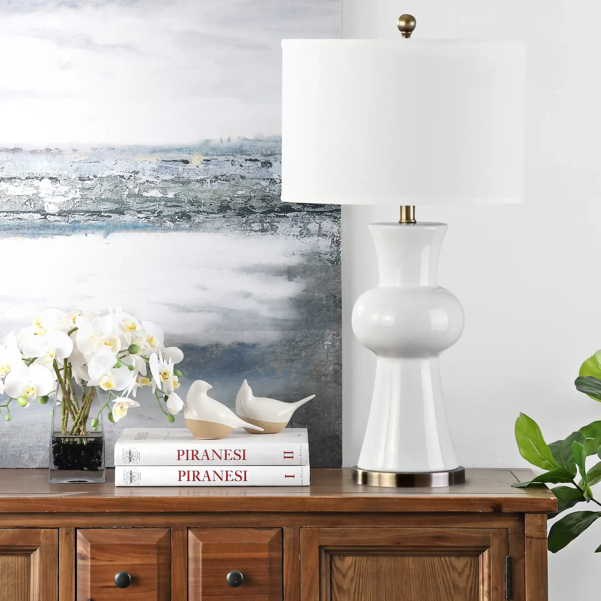 Lola Column Table Lamp (Set of 2) in Orange, detail view