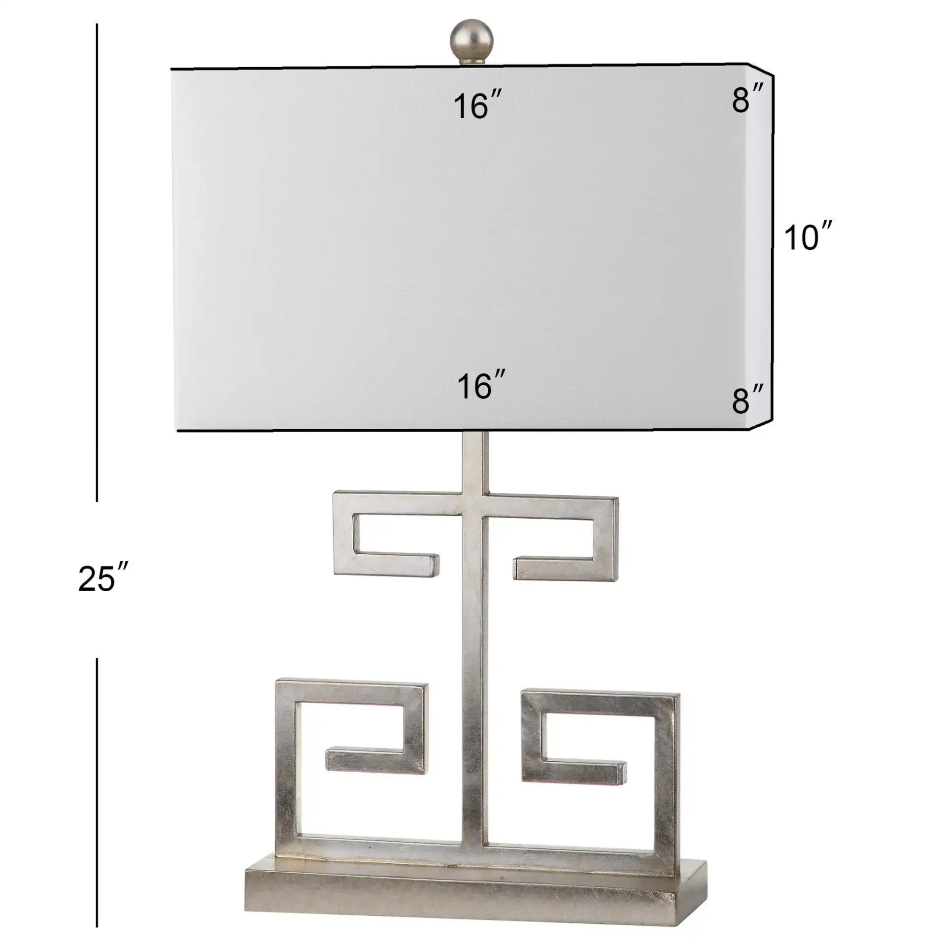 Greek Key Table Lamp (Set of 2) in Chrome, detail view