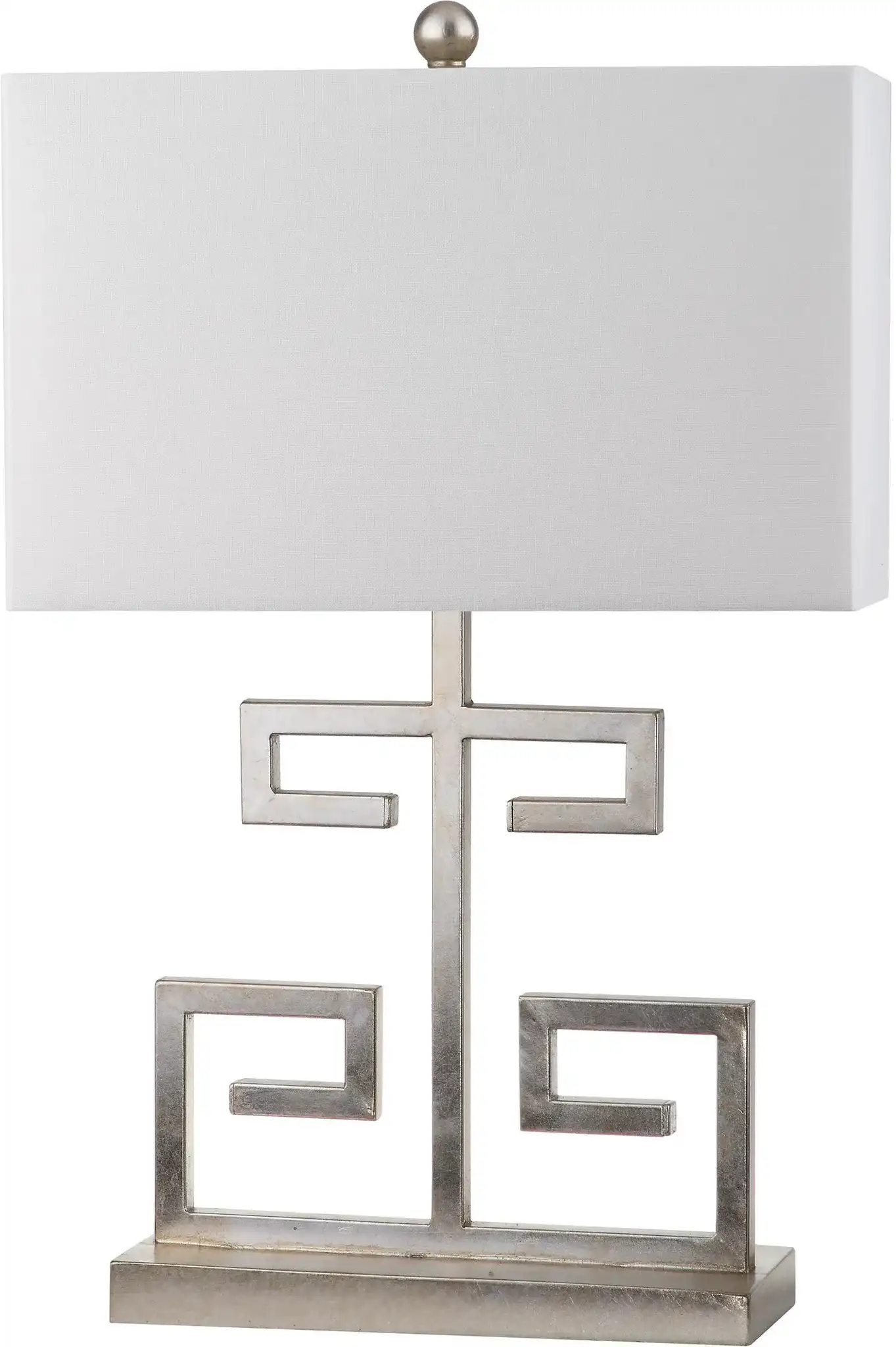 Greek Key Table Lamp (Set of 2) in Chrome, detail view
