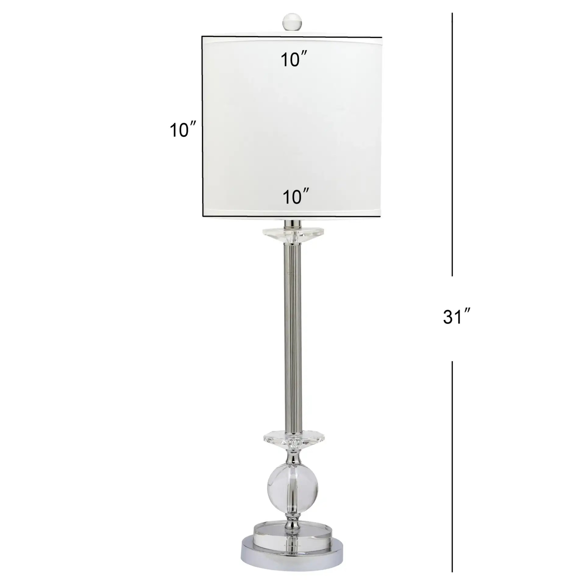 Marla Crystal Candlestick Lamp (Set Of 2) in Clear, detail view