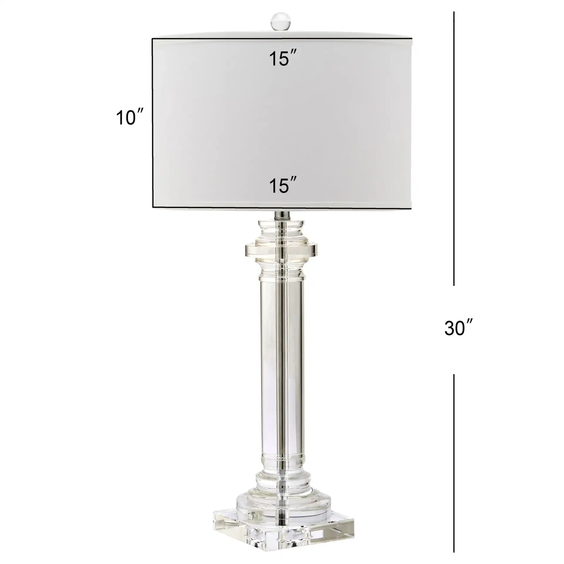 Nina Crystal Column Table Lamp in Clear, detail view
